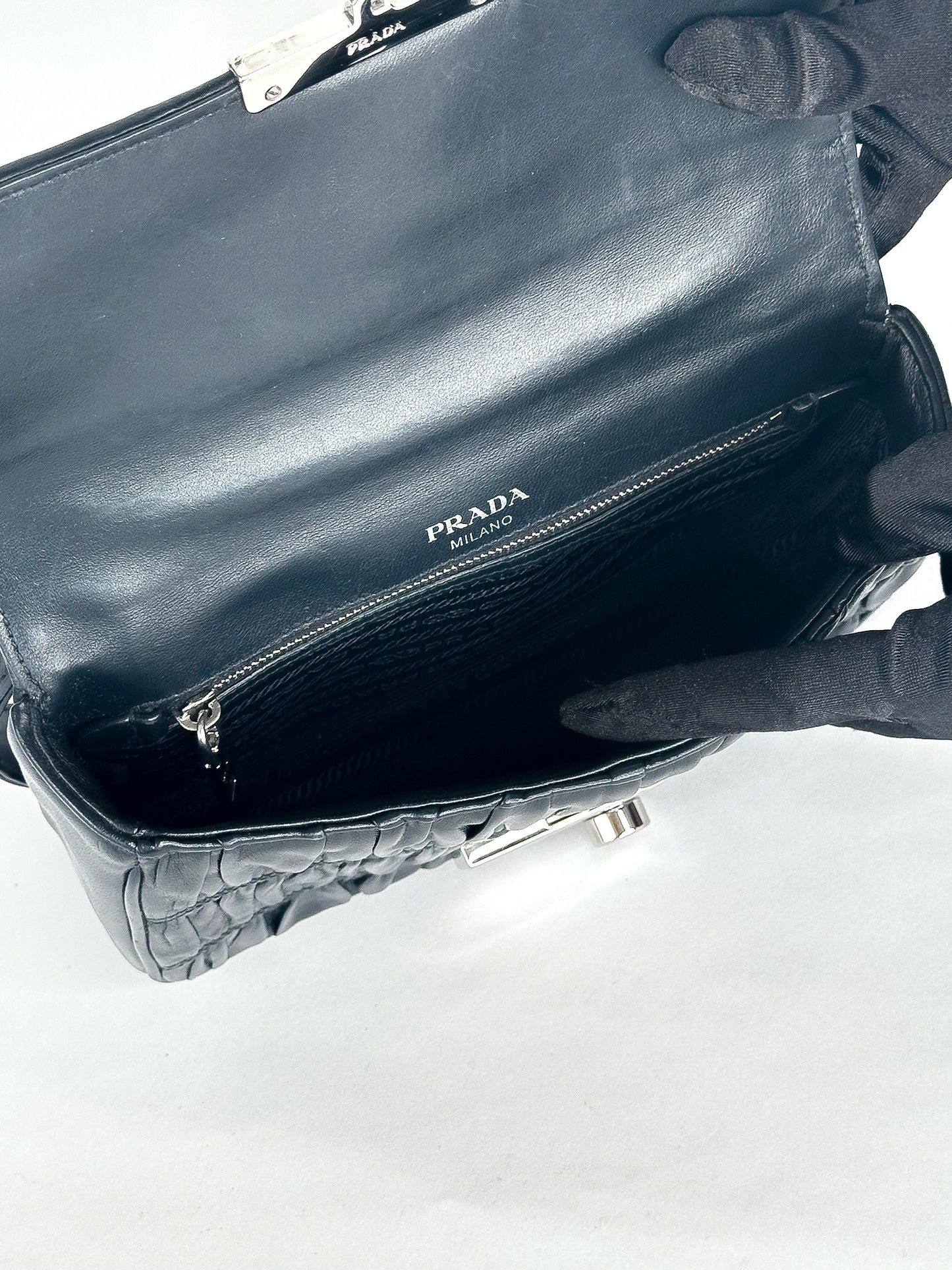Prada Nappa Gaufre Chain Flap Black