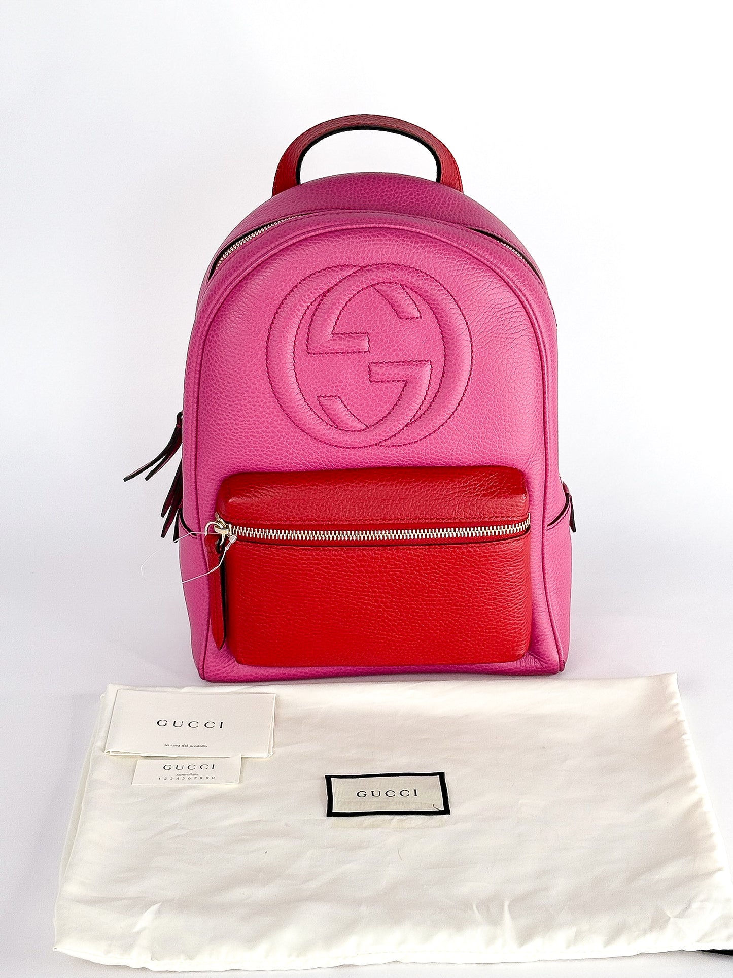 Gucci Pink Red Soho Chain Backpack