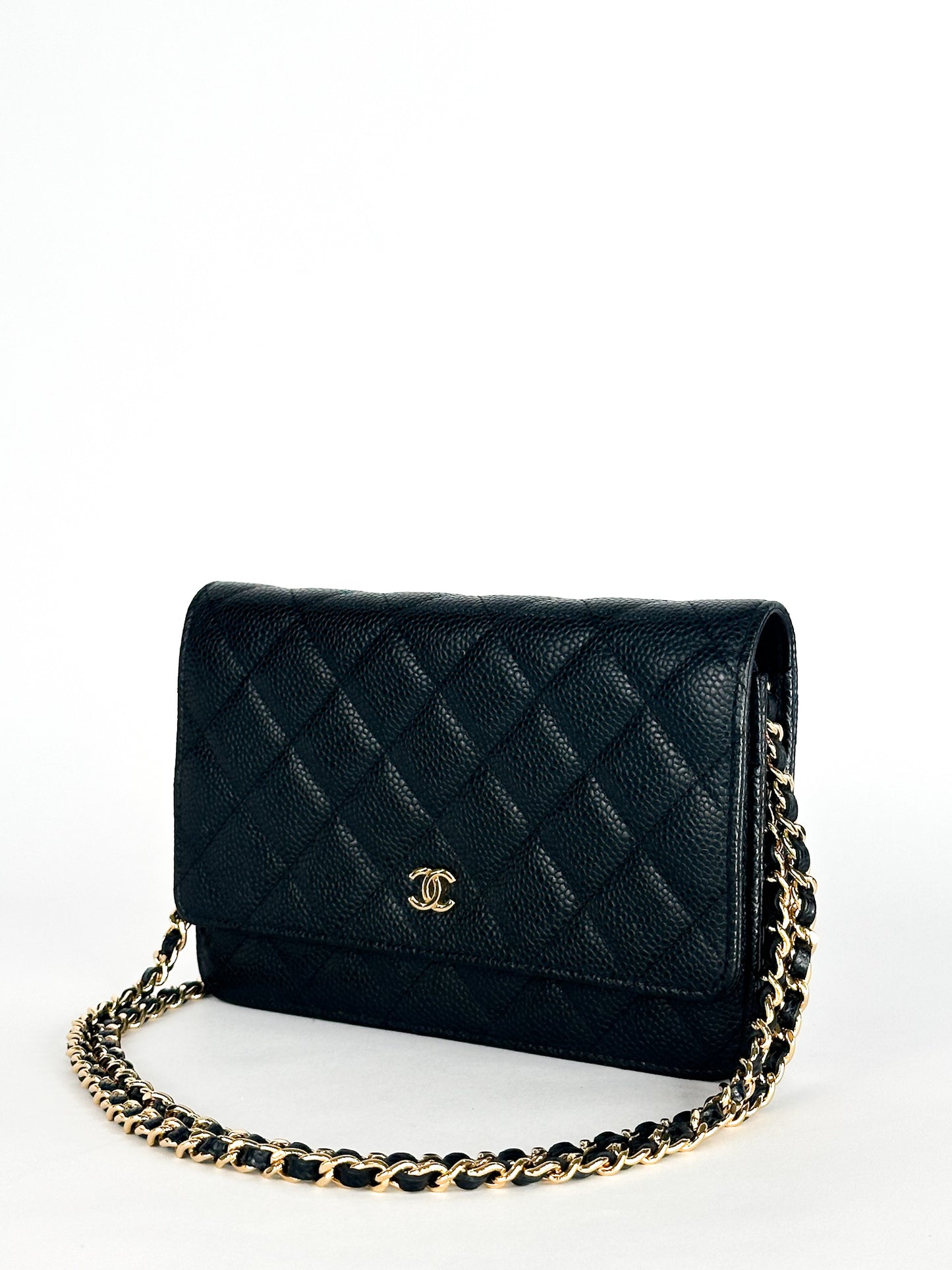 Chanel Classic Wallet On Chain Black Caviar Gold Hardware