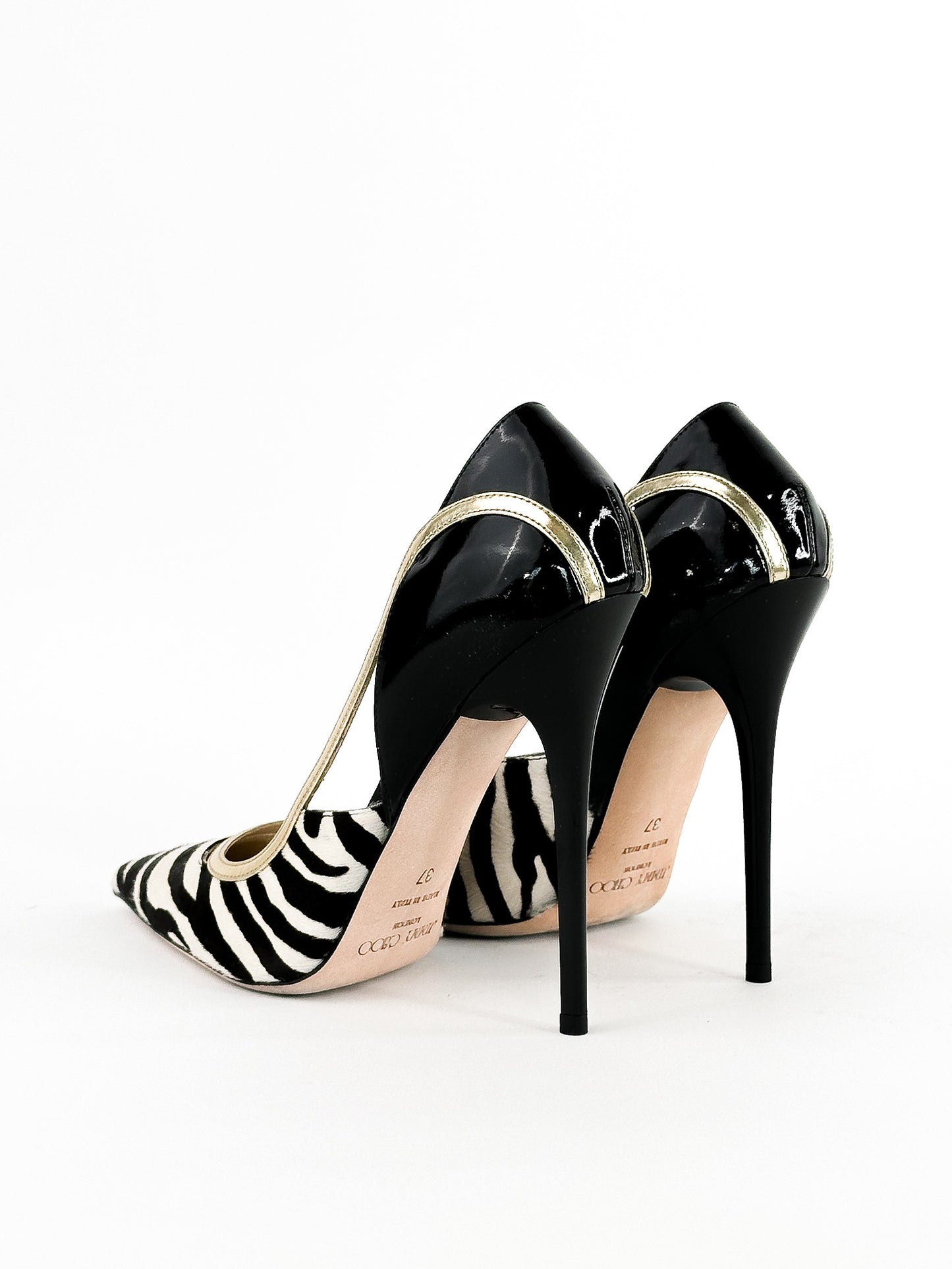 Jimmy Choo Viper Zebra Print Pony Hair Pump Size 37 / 24cm