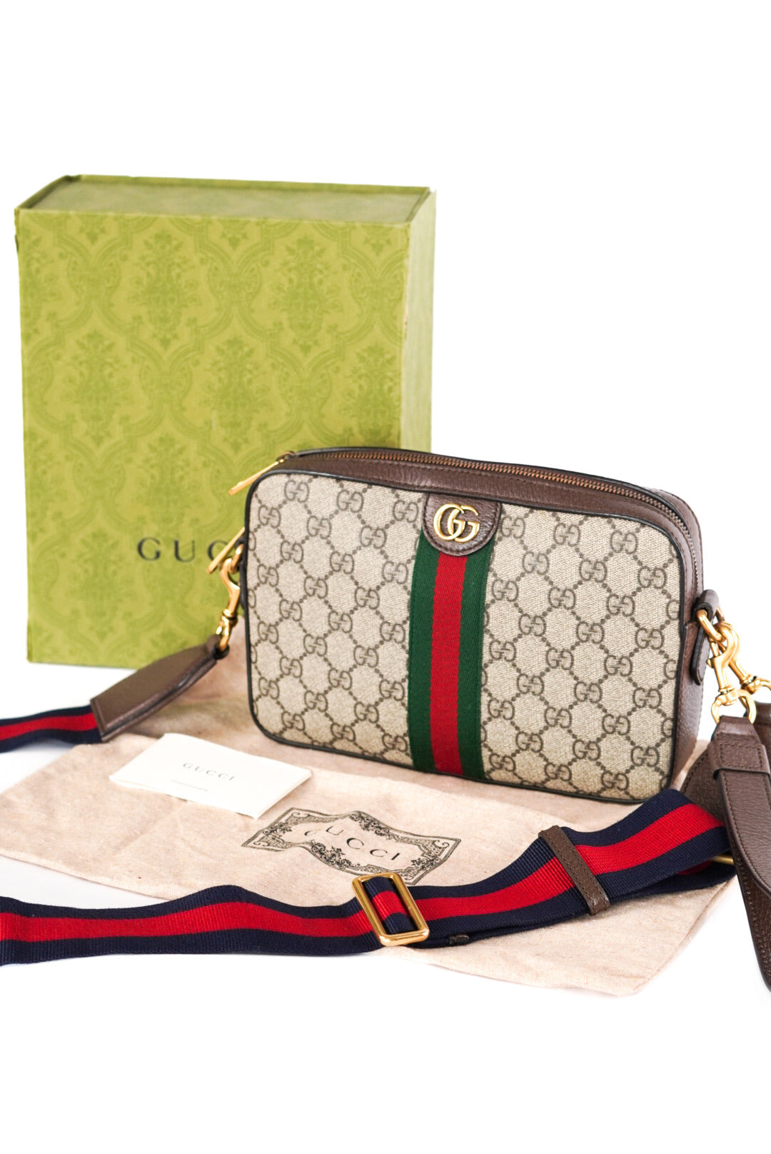 Gucci Ophidia Zip Wristlet Shoulder Bag GG Coated Canvas Crossbody Bag