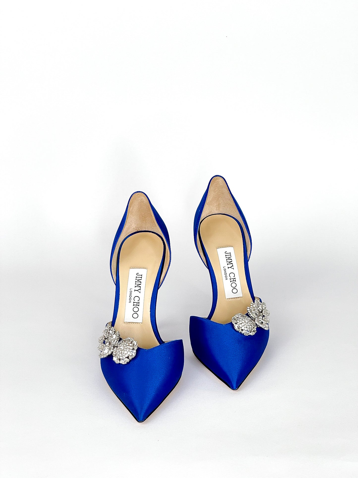 Jimmy Choo Blue Satin Crystal
Embellished D'ORSAY Heels Pump Size
35 fits 36
