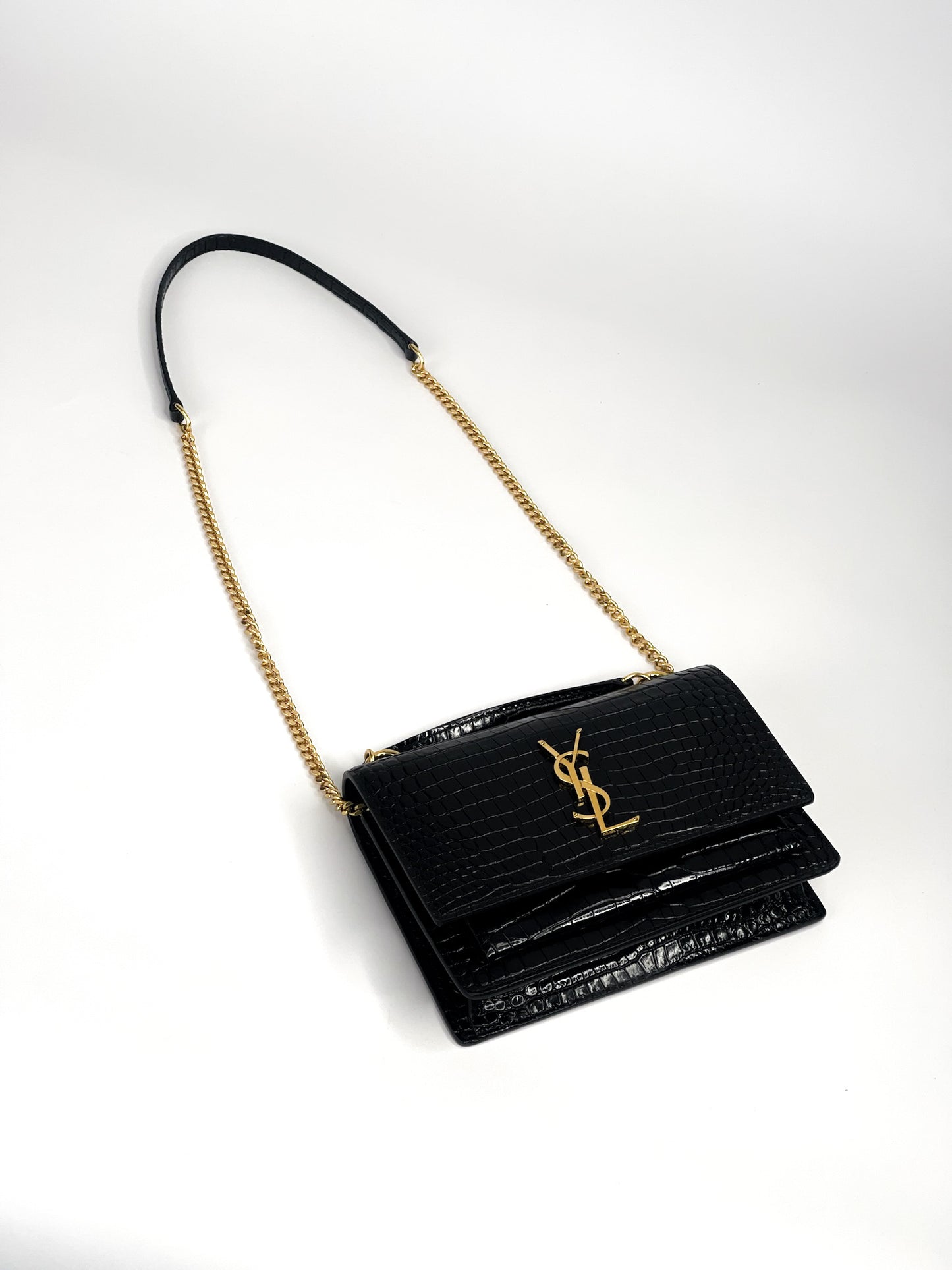 Saint Laurent Sunset Crocodile Embossed Mini Bag