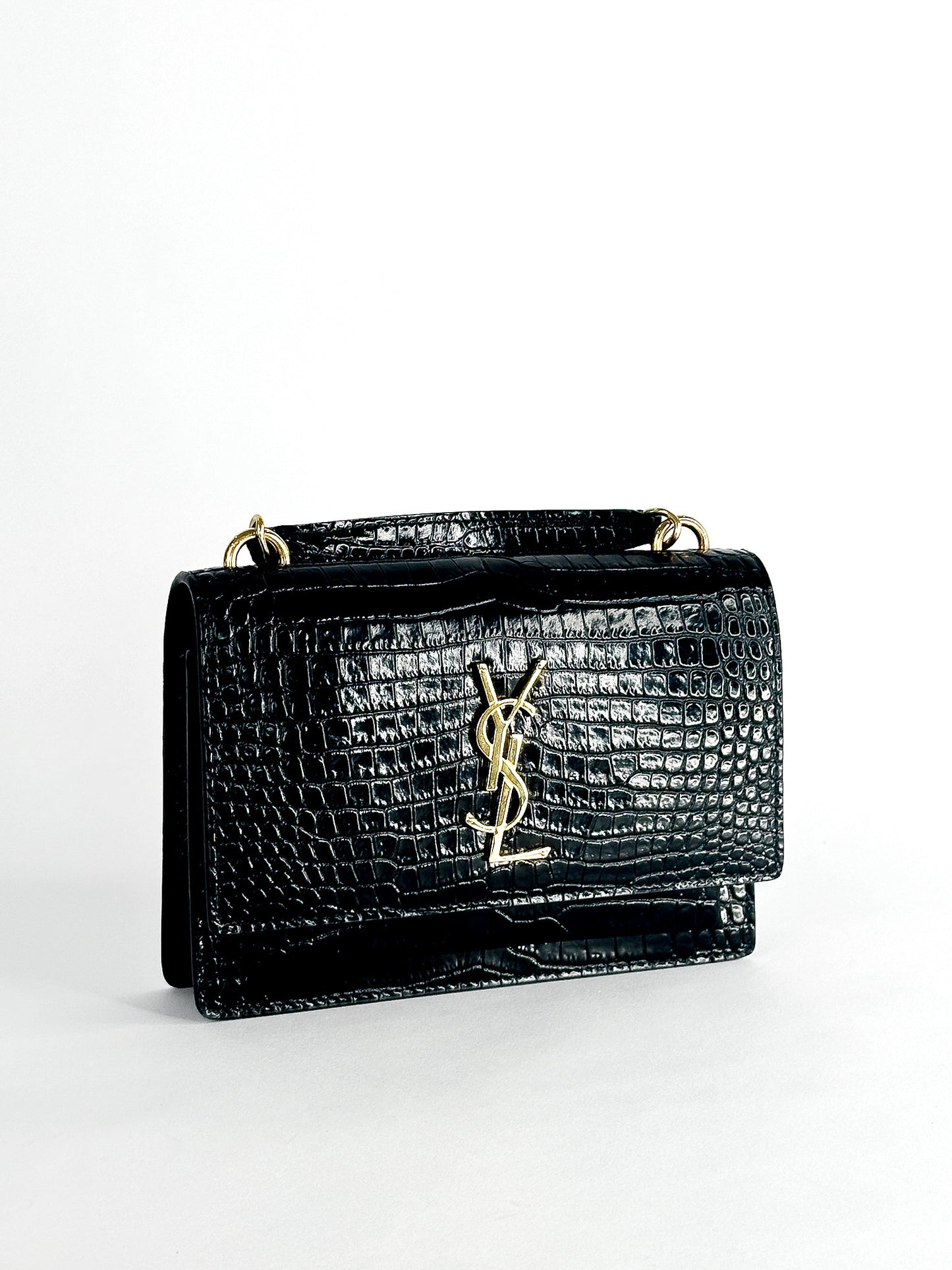 Saint Laurent Sunset Crocodile Embossed Mini Bag