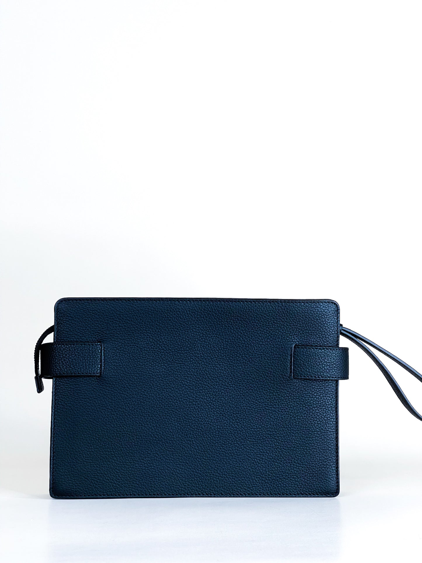 Ferragamo Pouch With Gancini Buckles Hammered Calfskin Black