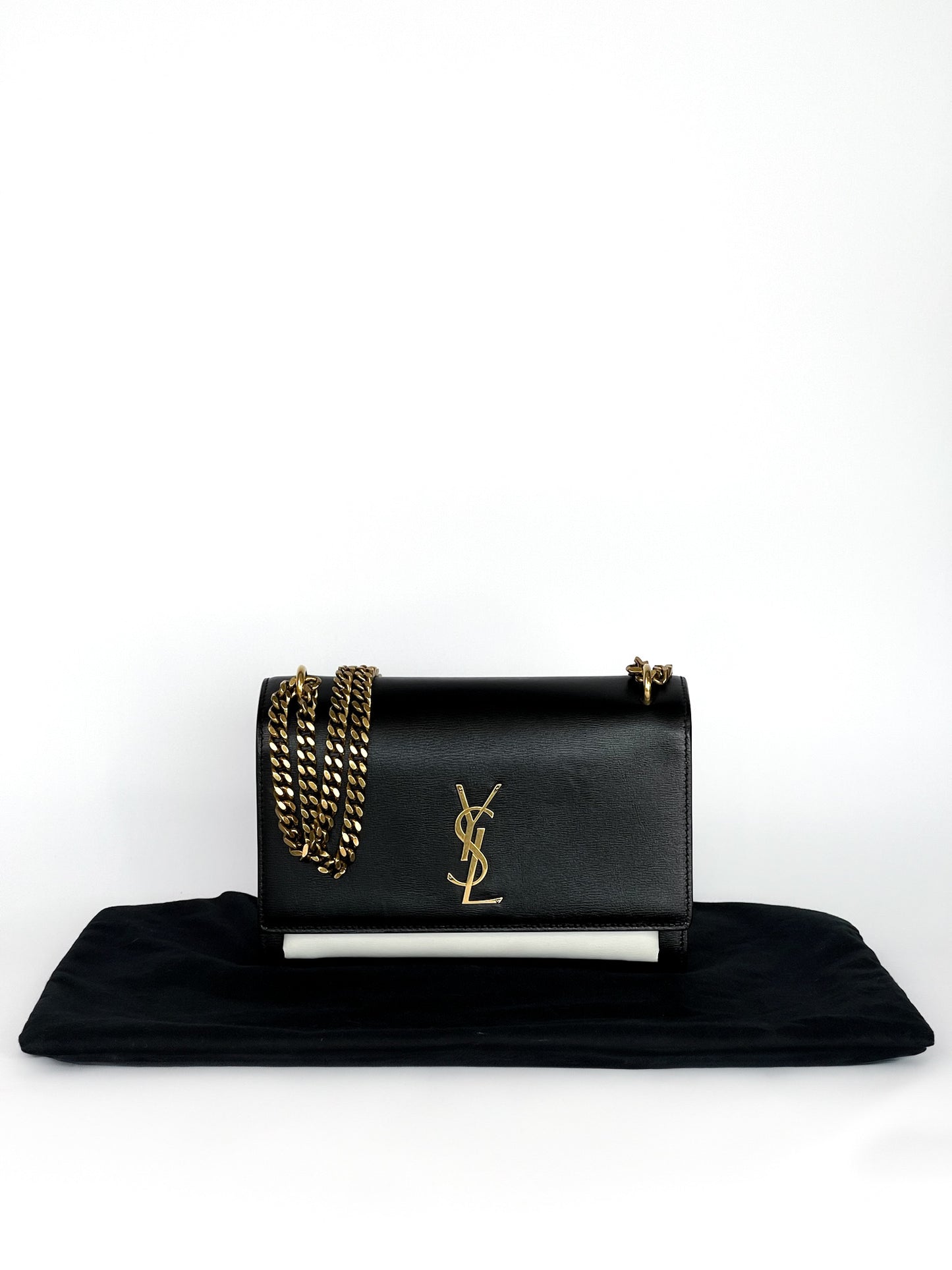 Saint Laurent Calfskin Bi-Color Medium Monogram Sunset Black Pearl White