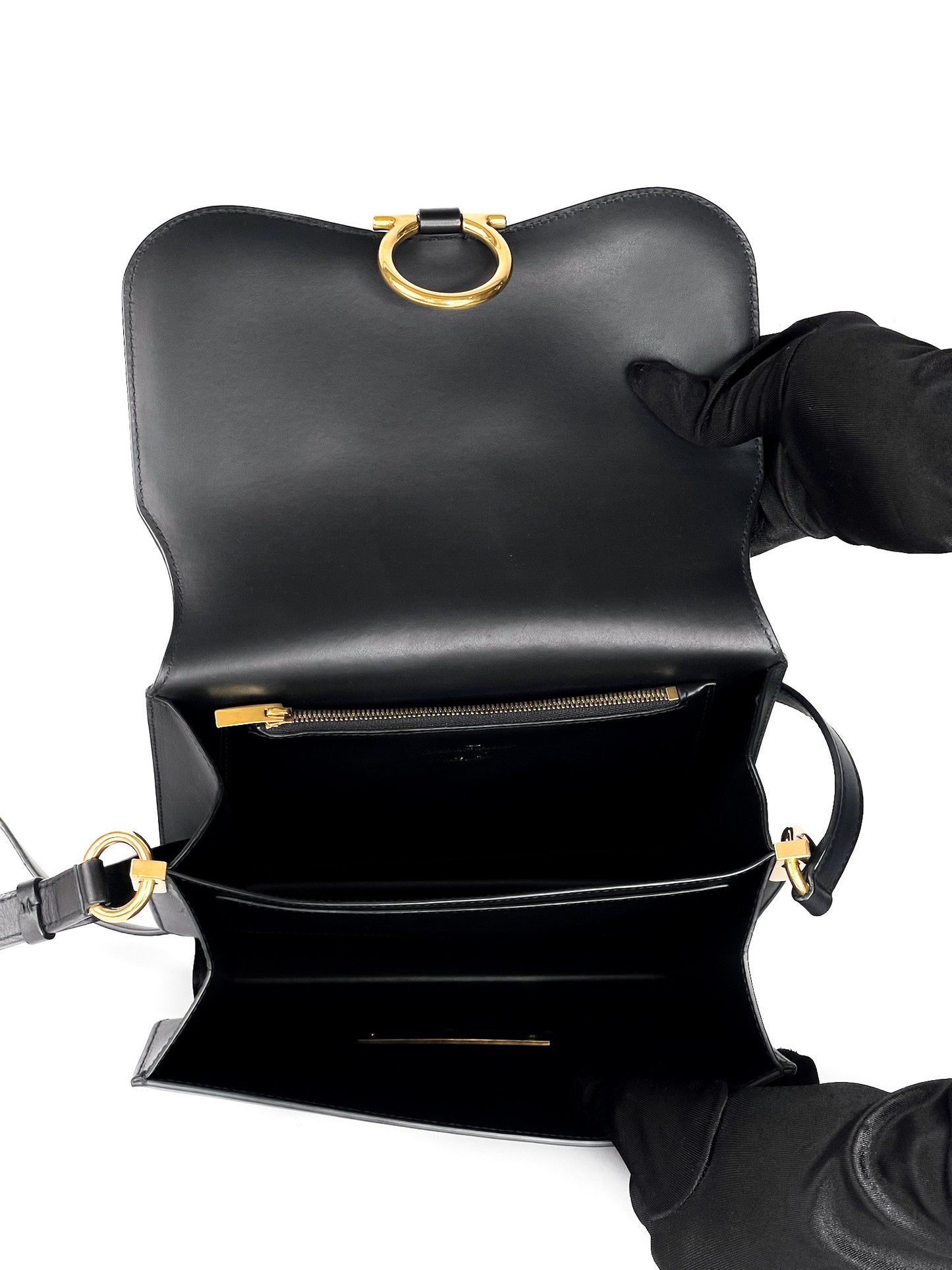 Salvatore Ferragamo Calfskin Joanne Crossbody Black