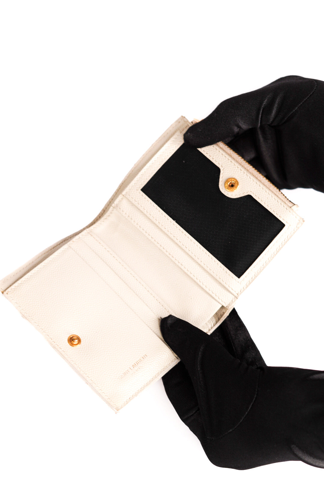 Saint Laurent Cassandre Matelassé Bifold Wallet in Grain De Poudre Leather