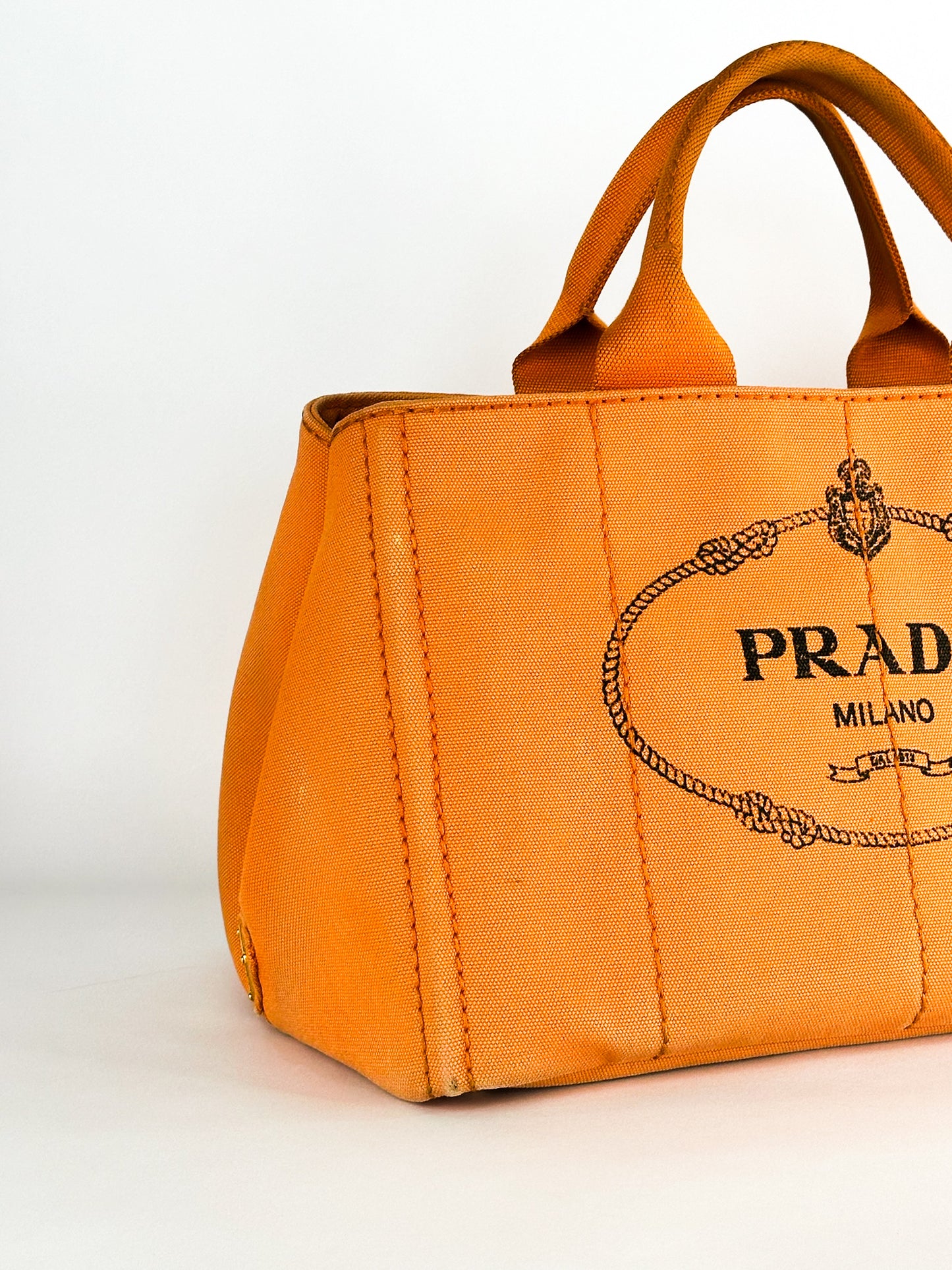 Prada Canapa Canvas Satchel Orange