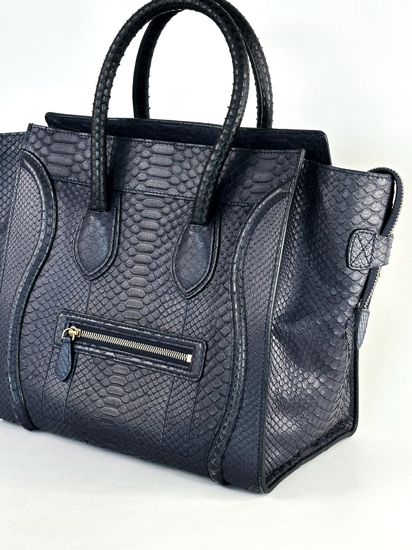 Celine Python Medium Phantom Luggage Tote Navy Blue