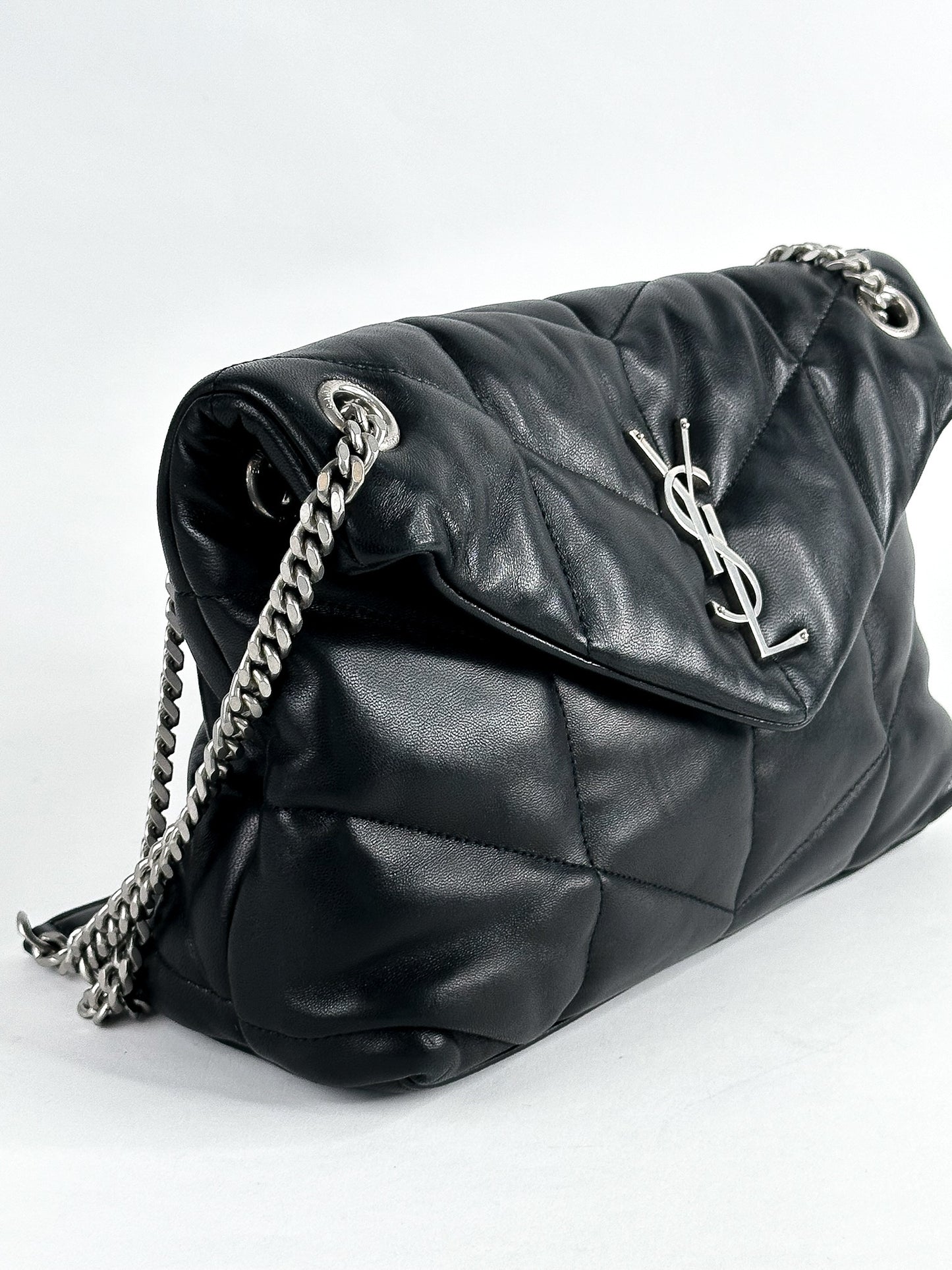 Saint Laurent Black Quilted Lambskin Small Loulou Puffer Bag