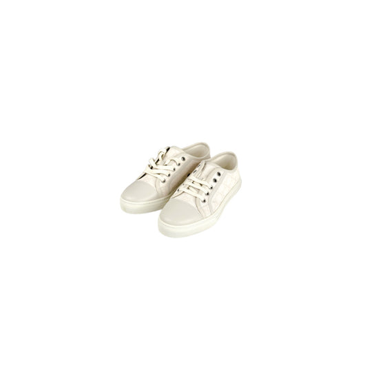 Gucci White/Grey GG Canvas and Leather Low Top Sneakers Size 36