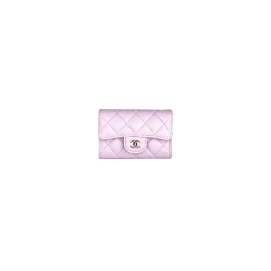 Chanel Caviar Quilted Flap Card Holder in Lilac