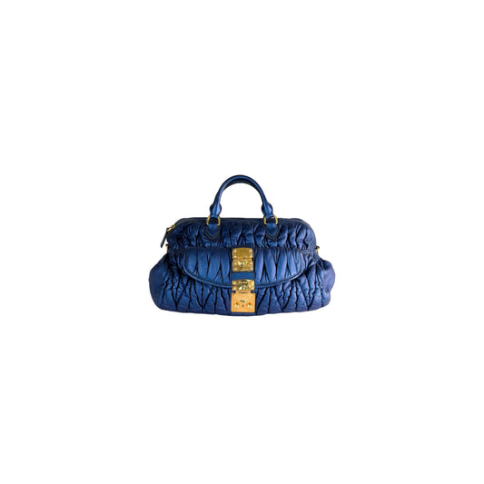 Miu Miu Blue Matelasse Quilted Leather Satchel