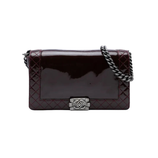 Chanel Boy Chanel Patent Leather Shoulder Bag Black