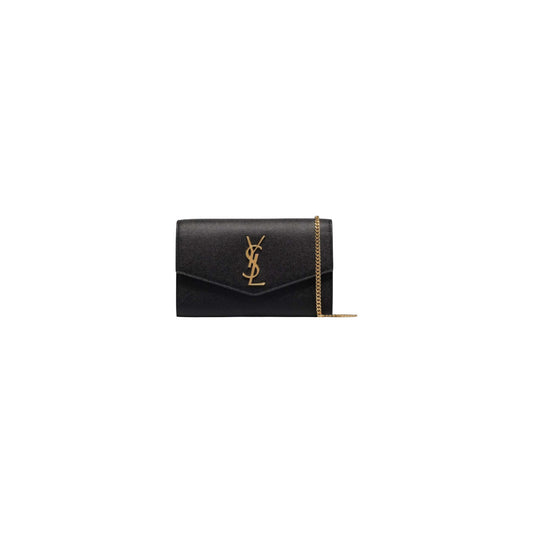 Saint Laurent Uptown Leather Wallet on Chain Black