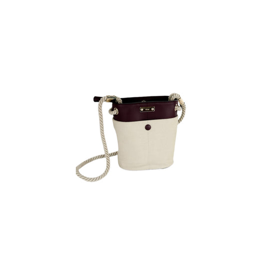 Chloe Linen and Calf Key Small Leather Bucket Bag