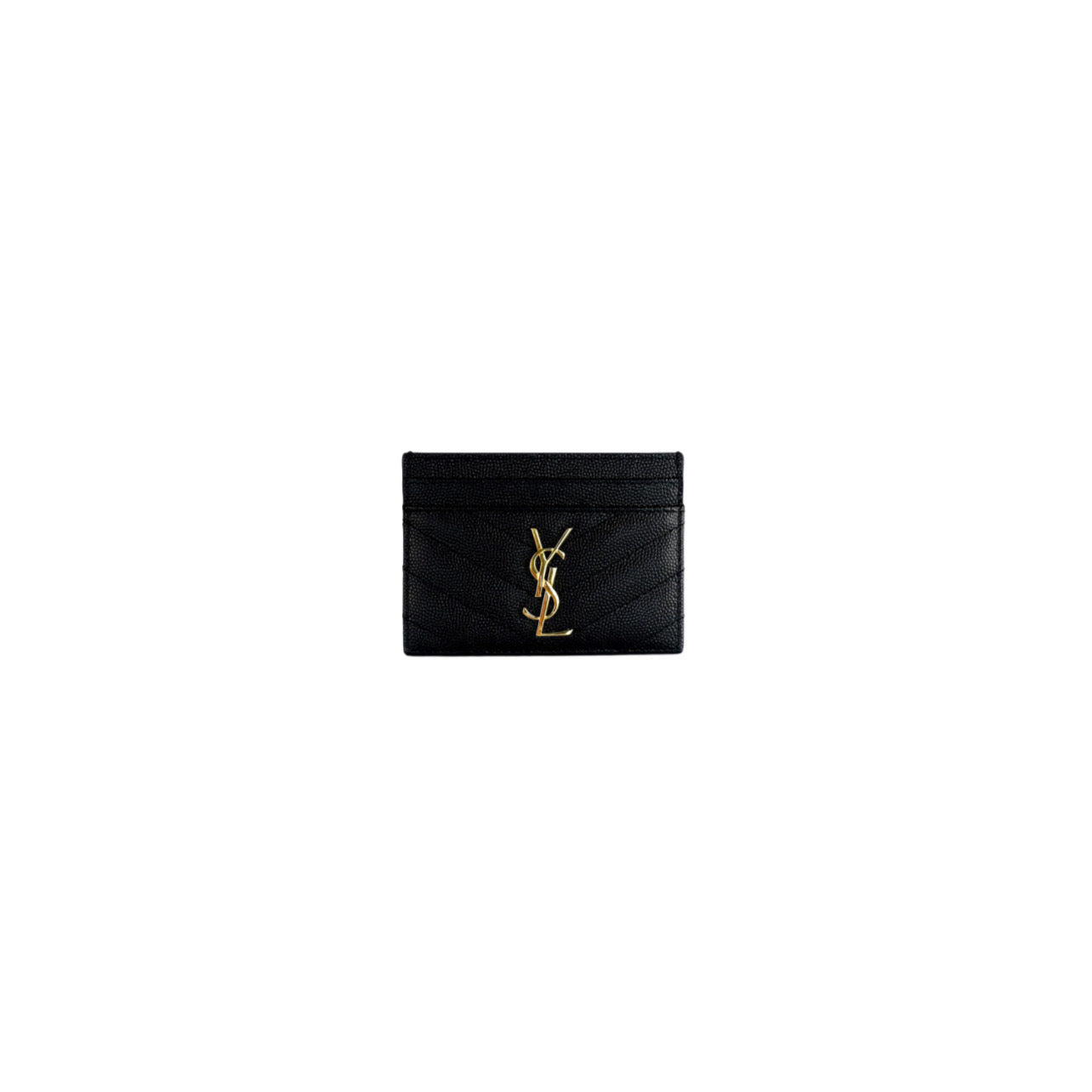 Saint Laurent Grain De Poudre Matelasse Chevron Monogram Card Holder