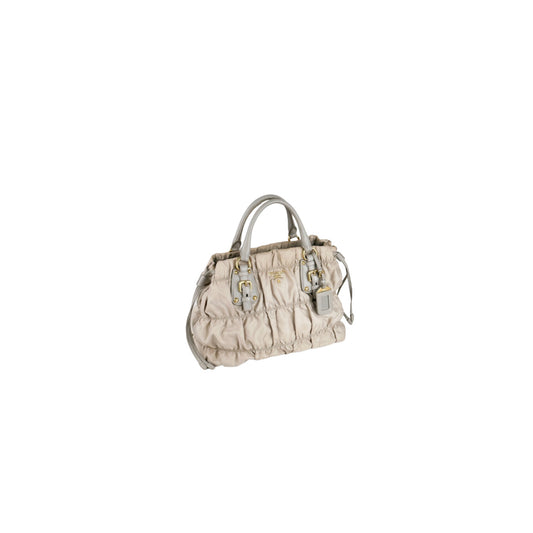 Prada Tessuto Gaufre Alluminio Two Way Bag Gold Hardware