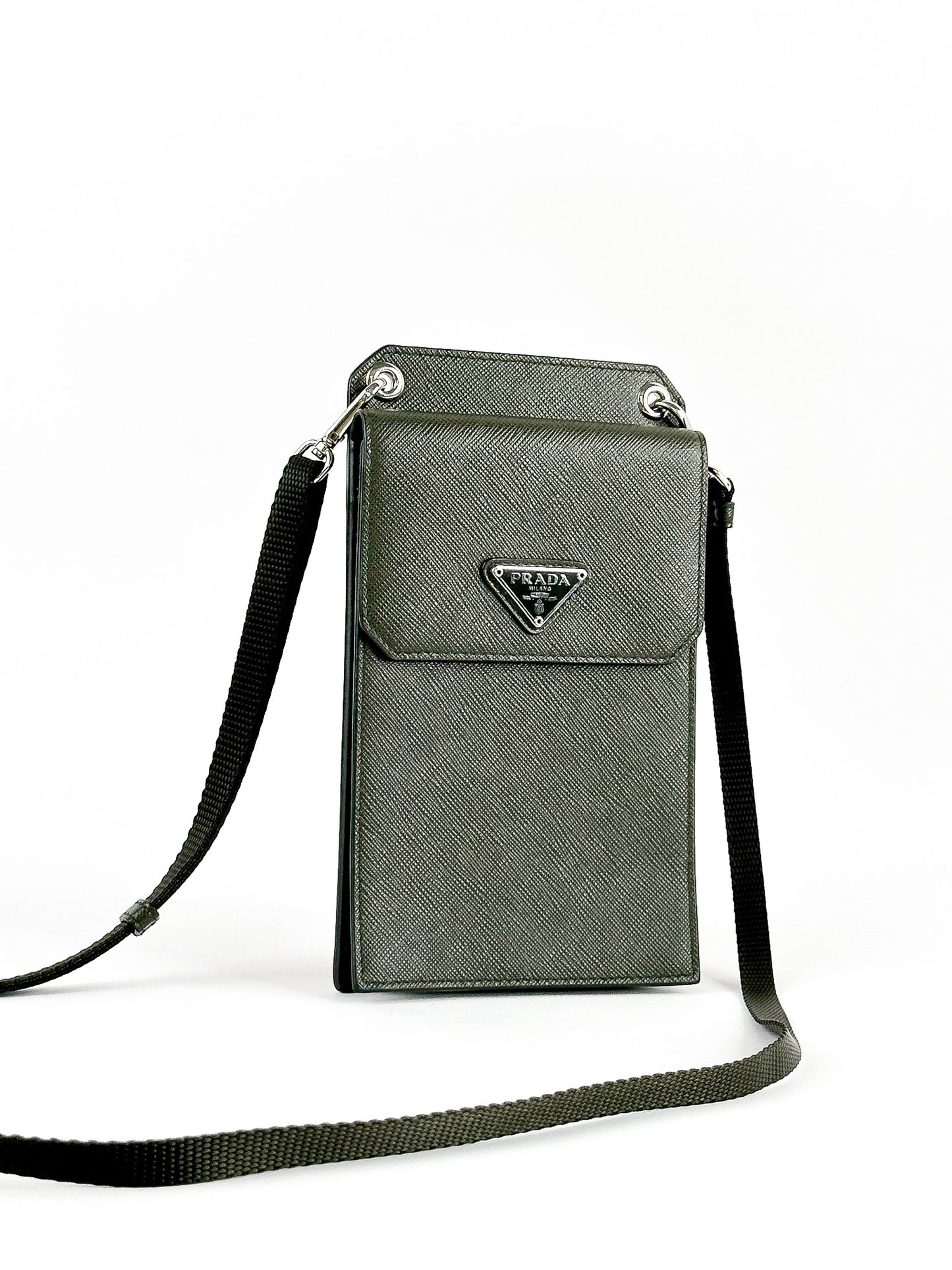 Prada Phone Holder Crossbody Bag Saffiano Leather