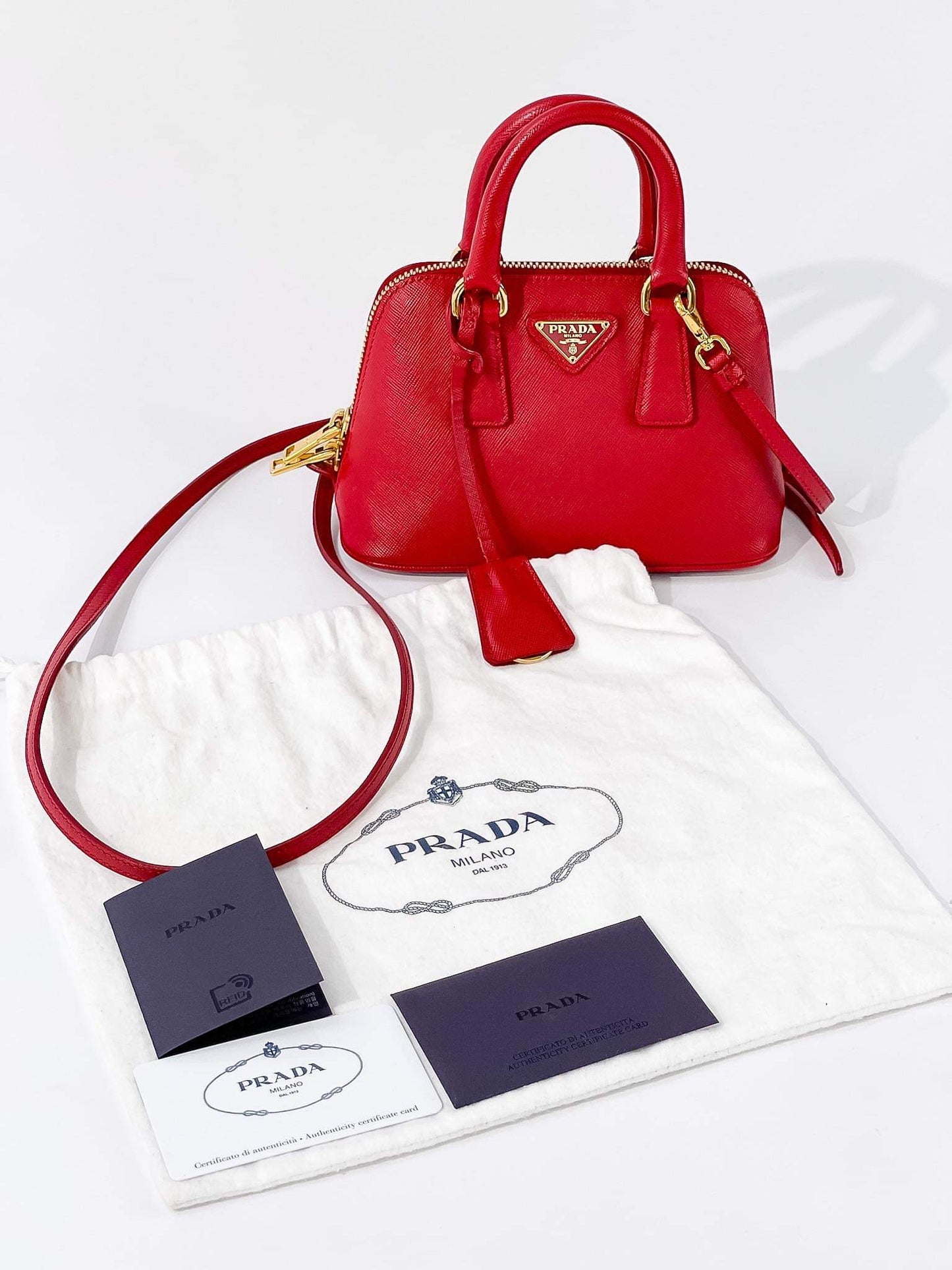 Prada Mini Saffiano Promenade Bag, Red