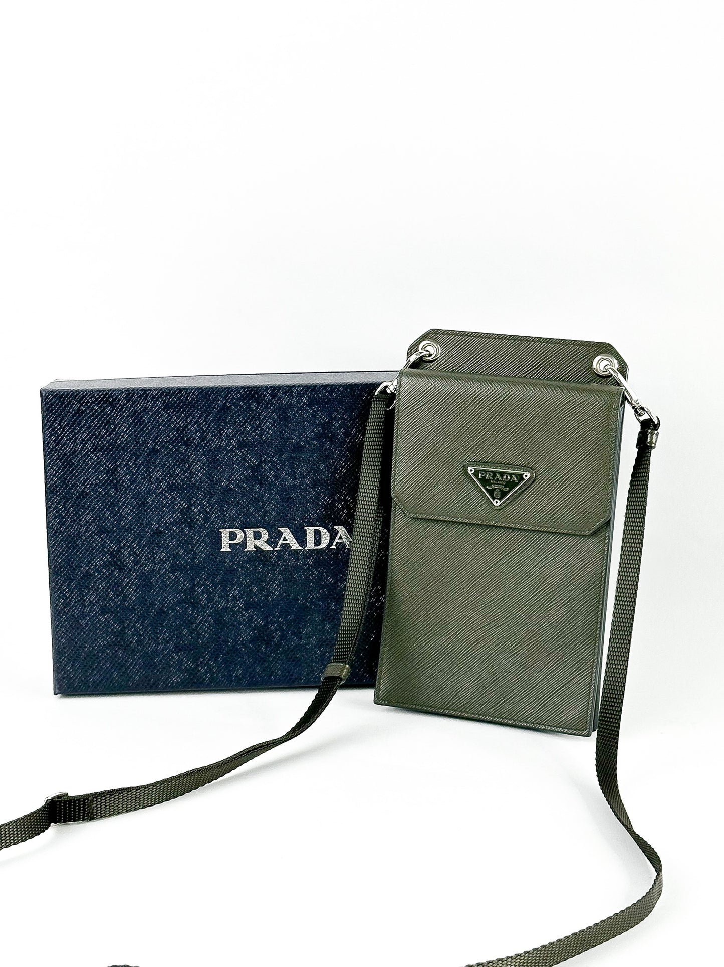 Prada Phone Holder Crossbody Bag Saffiano Leather