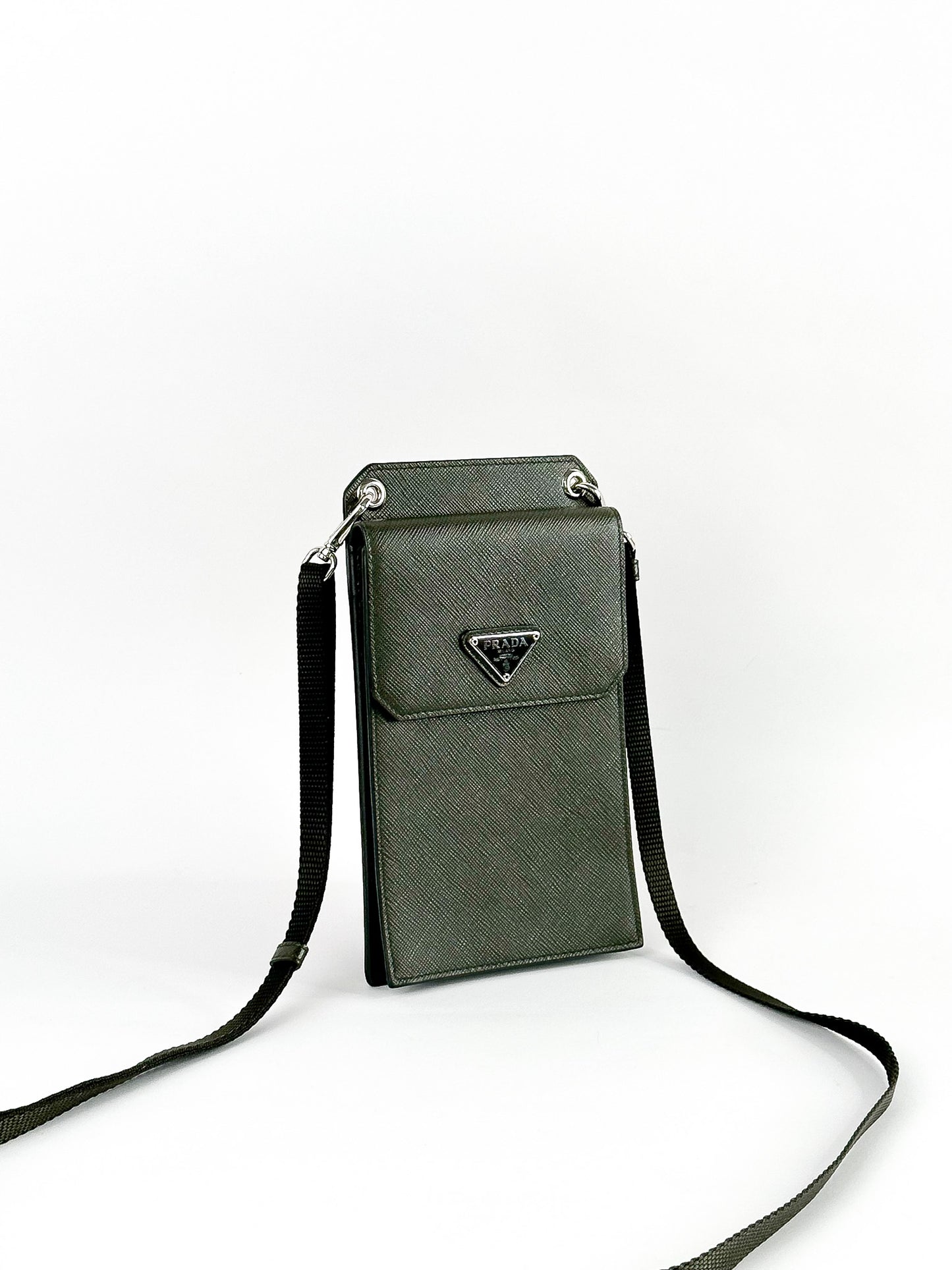 Prada Phone Holder Crossbody Bag Saffiano Leather