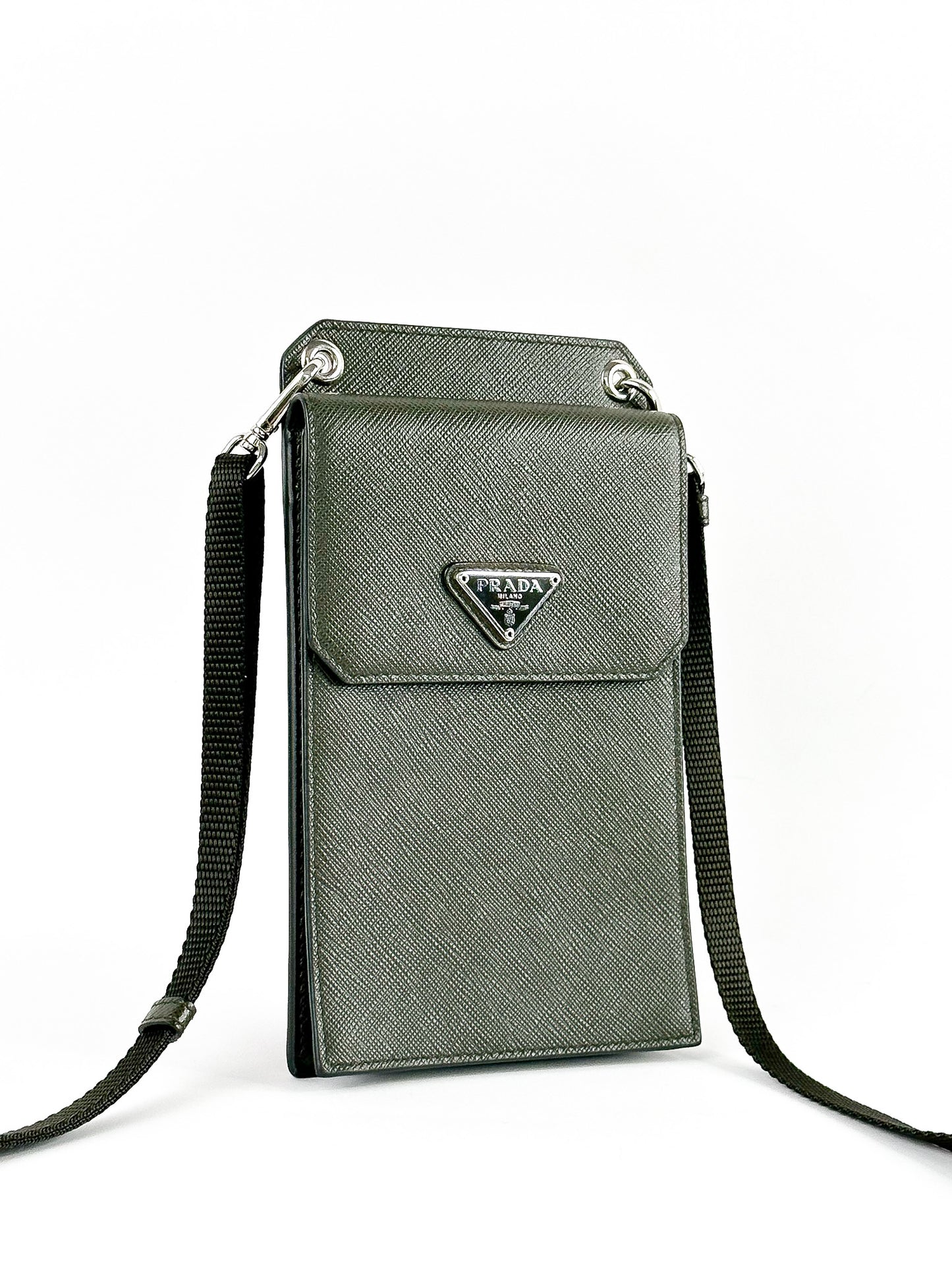 Prada Phone Holder Crossbody Bag Saffiano Leather