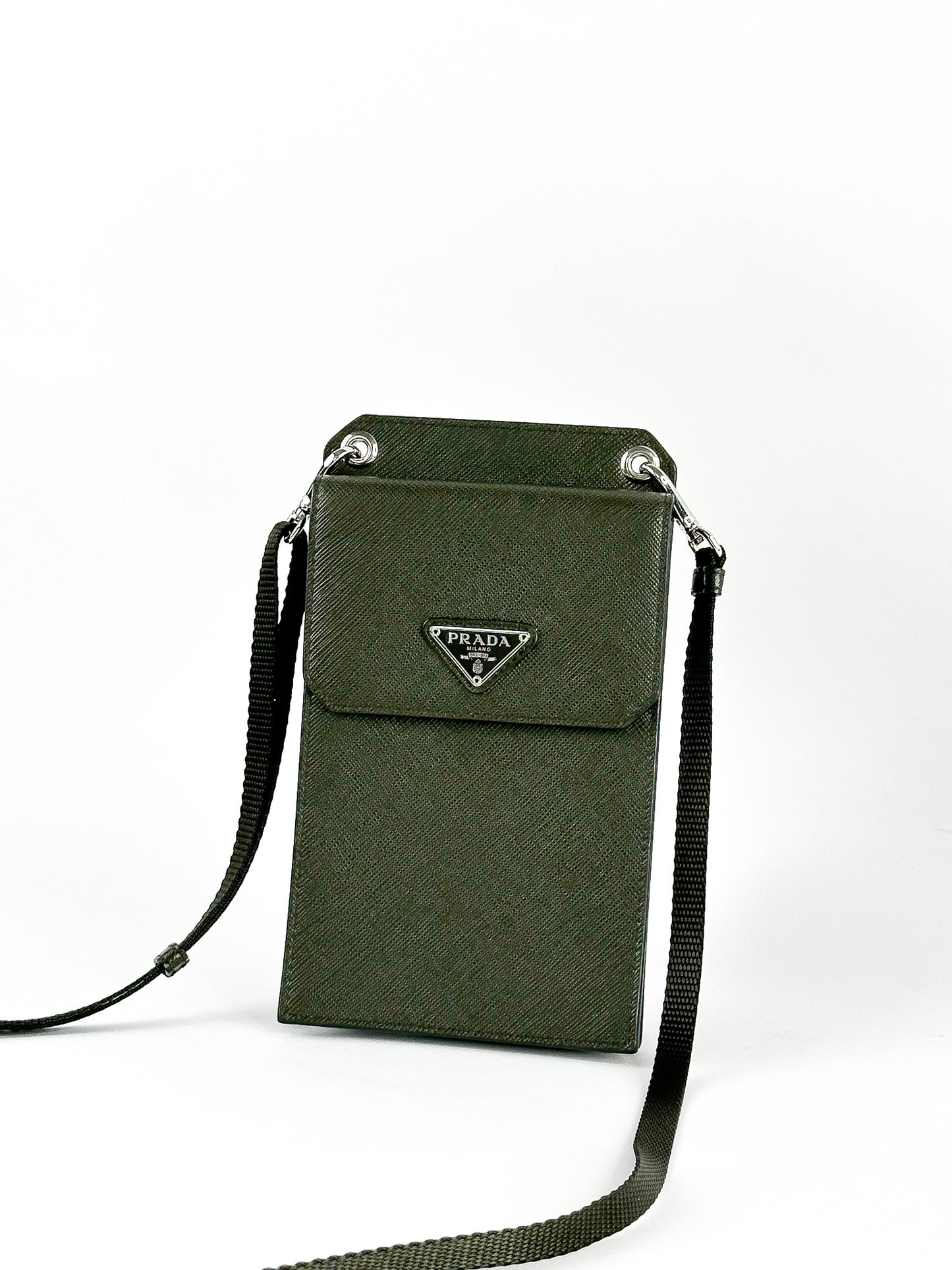 Prada Phone Holder Crossbody Bag Saffiano Leather