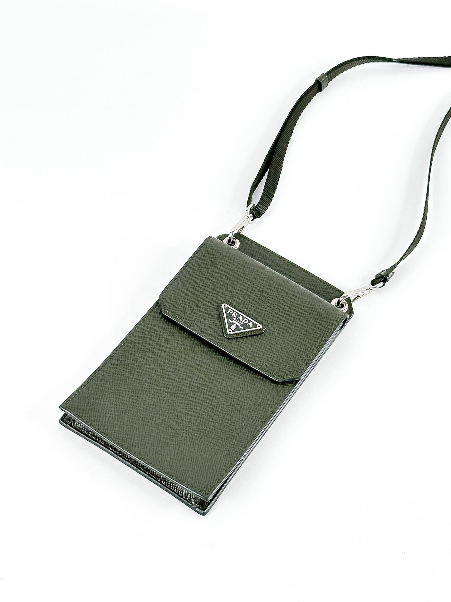 Prada Phone Holder Crossbody Bag Saffiano Leather