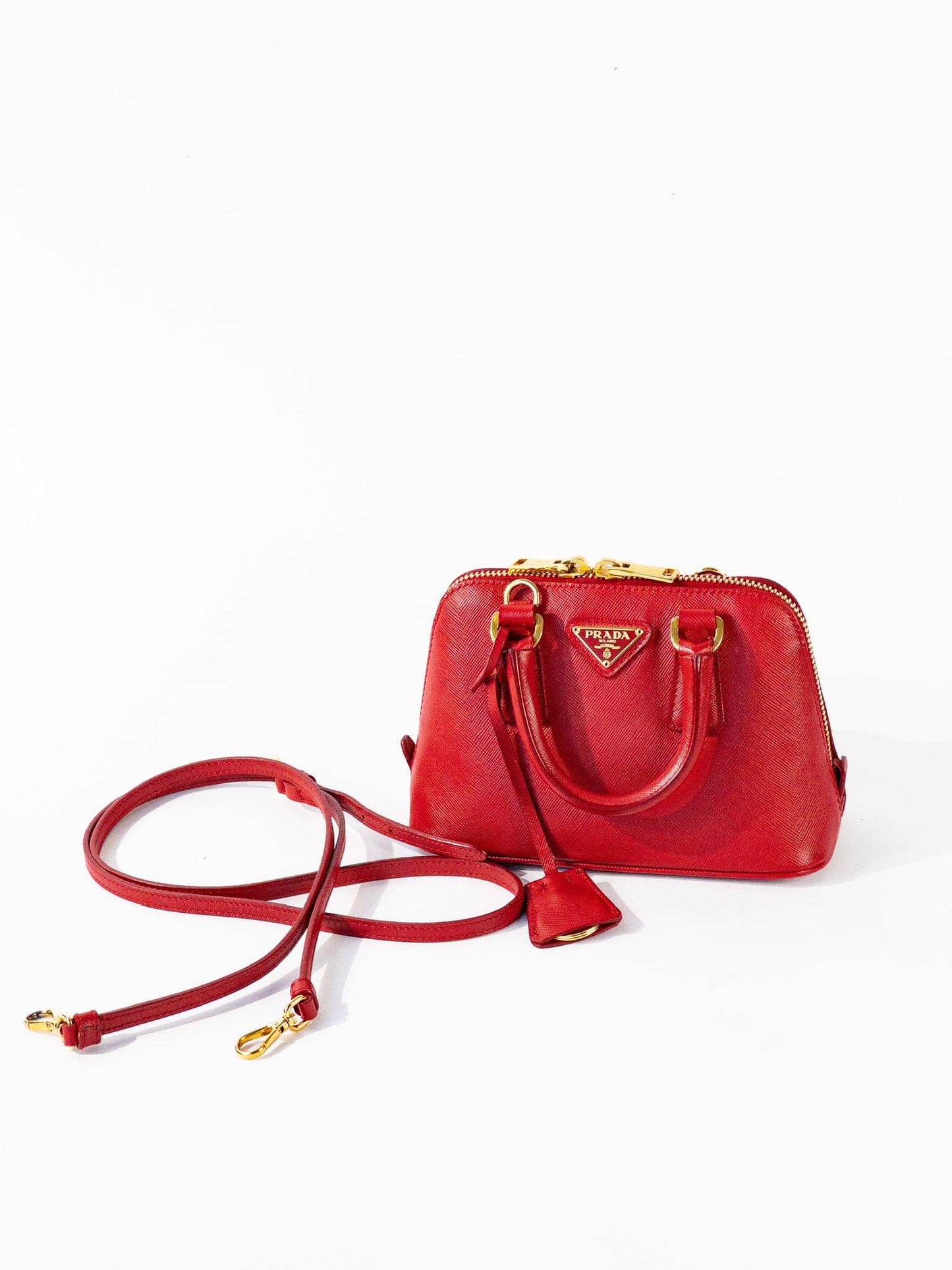Prada Mini Saffiano Promenade Bag, Red