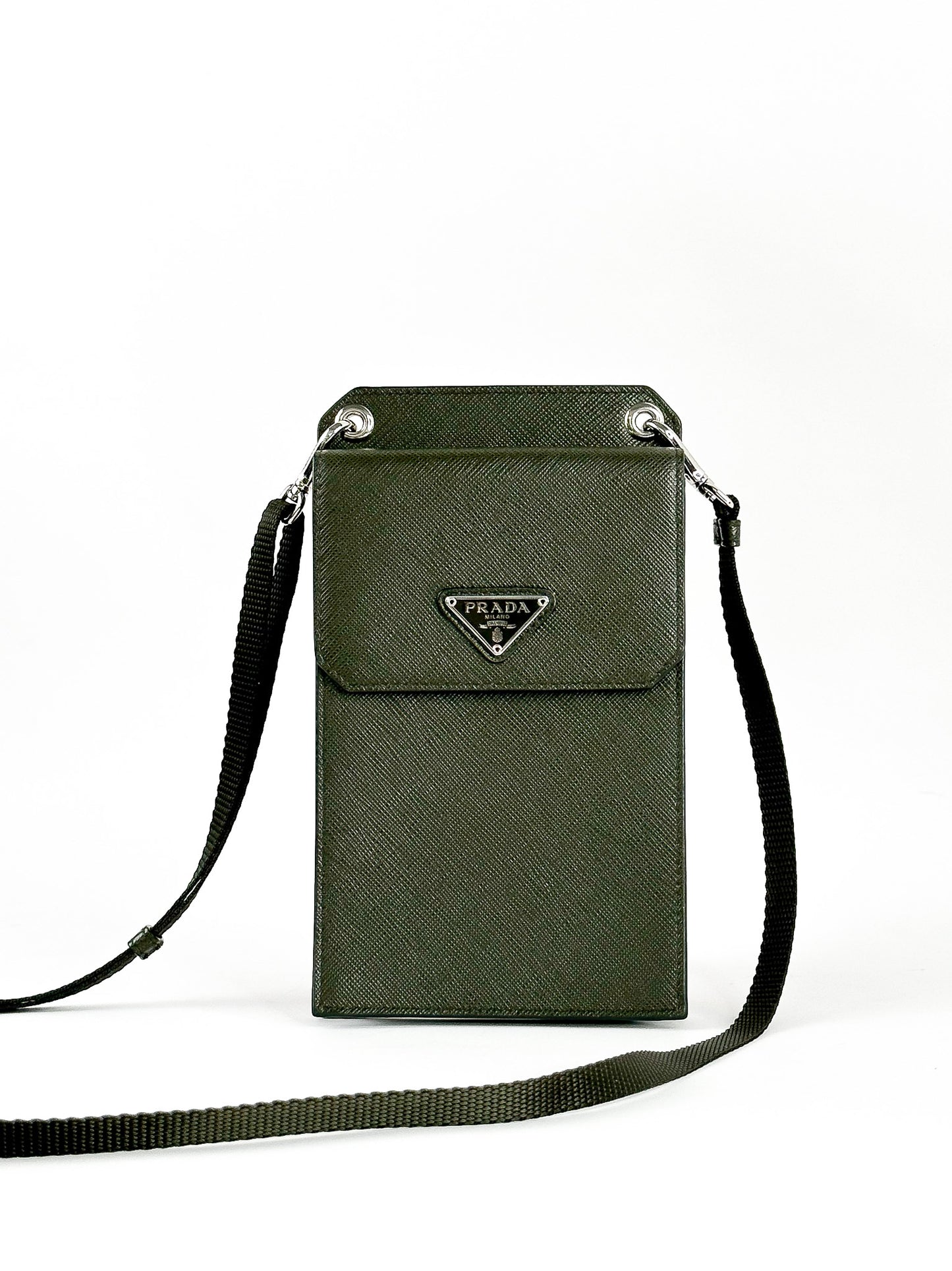 Prada Phone Holder Crossbody Bag Saffiano Leather