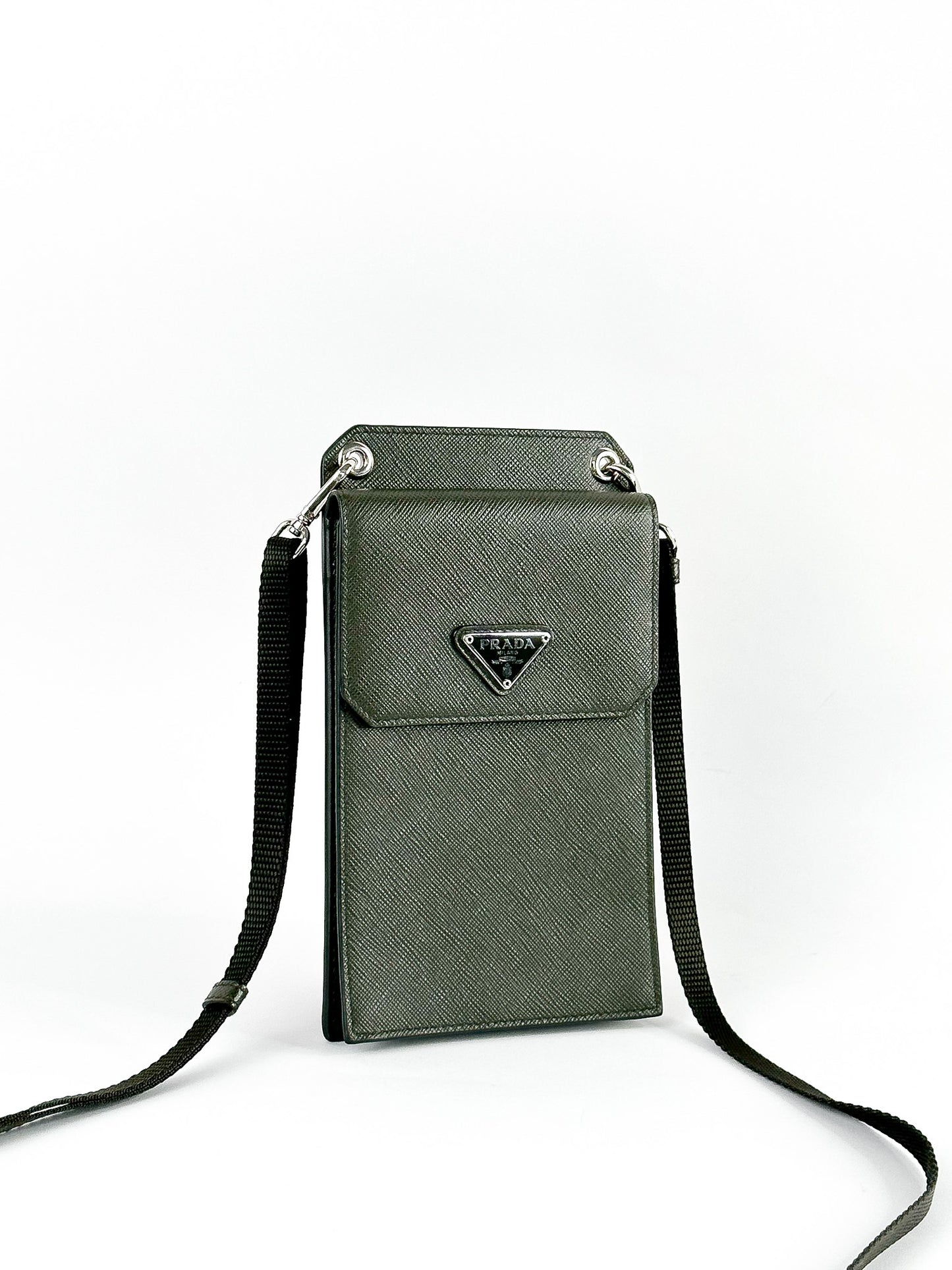 Prada Phone Holder Crossbody Bag Saffiano Leather