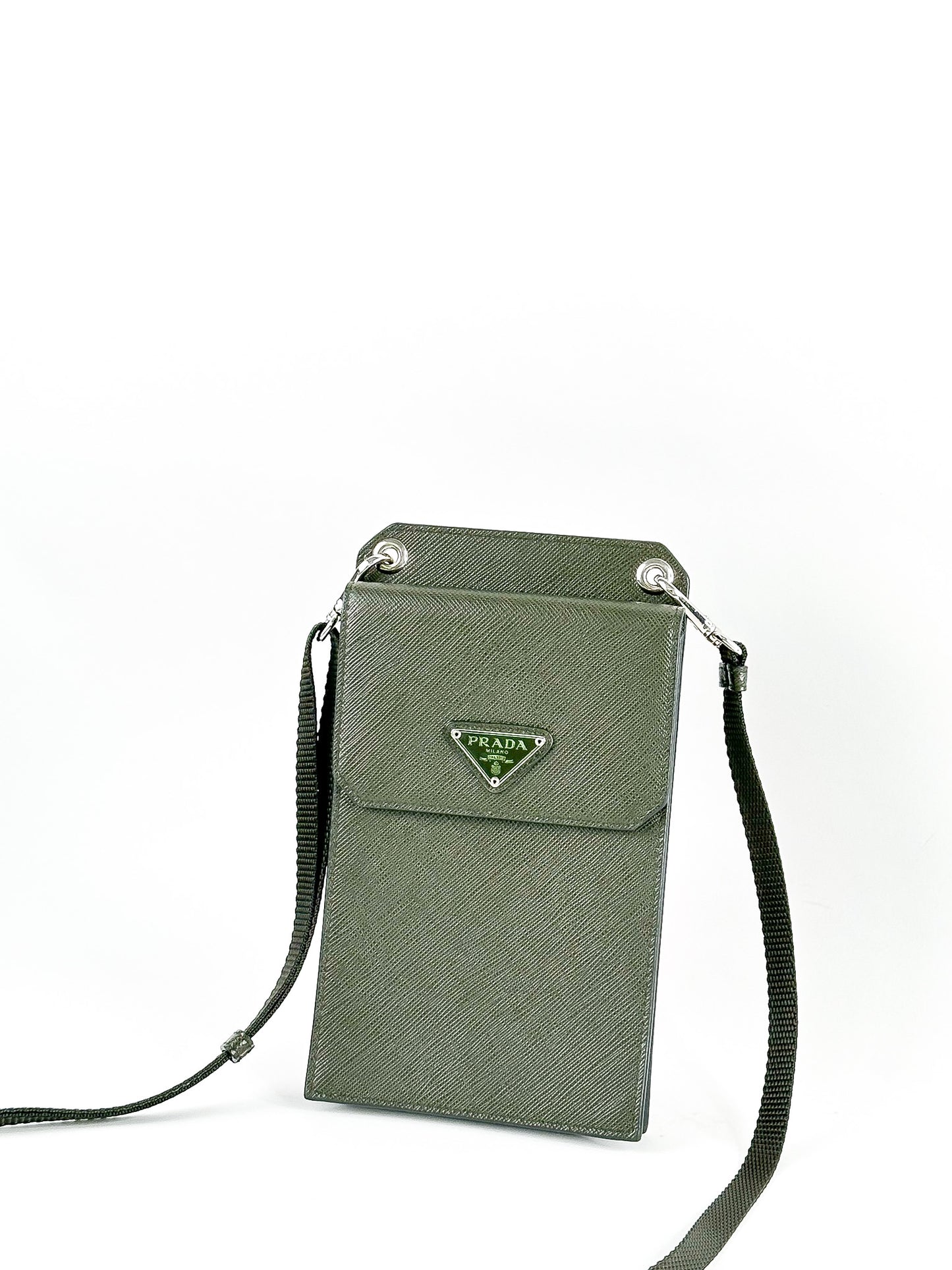 Prada Phone Holder Crossbody Bag Saffiano Leather
