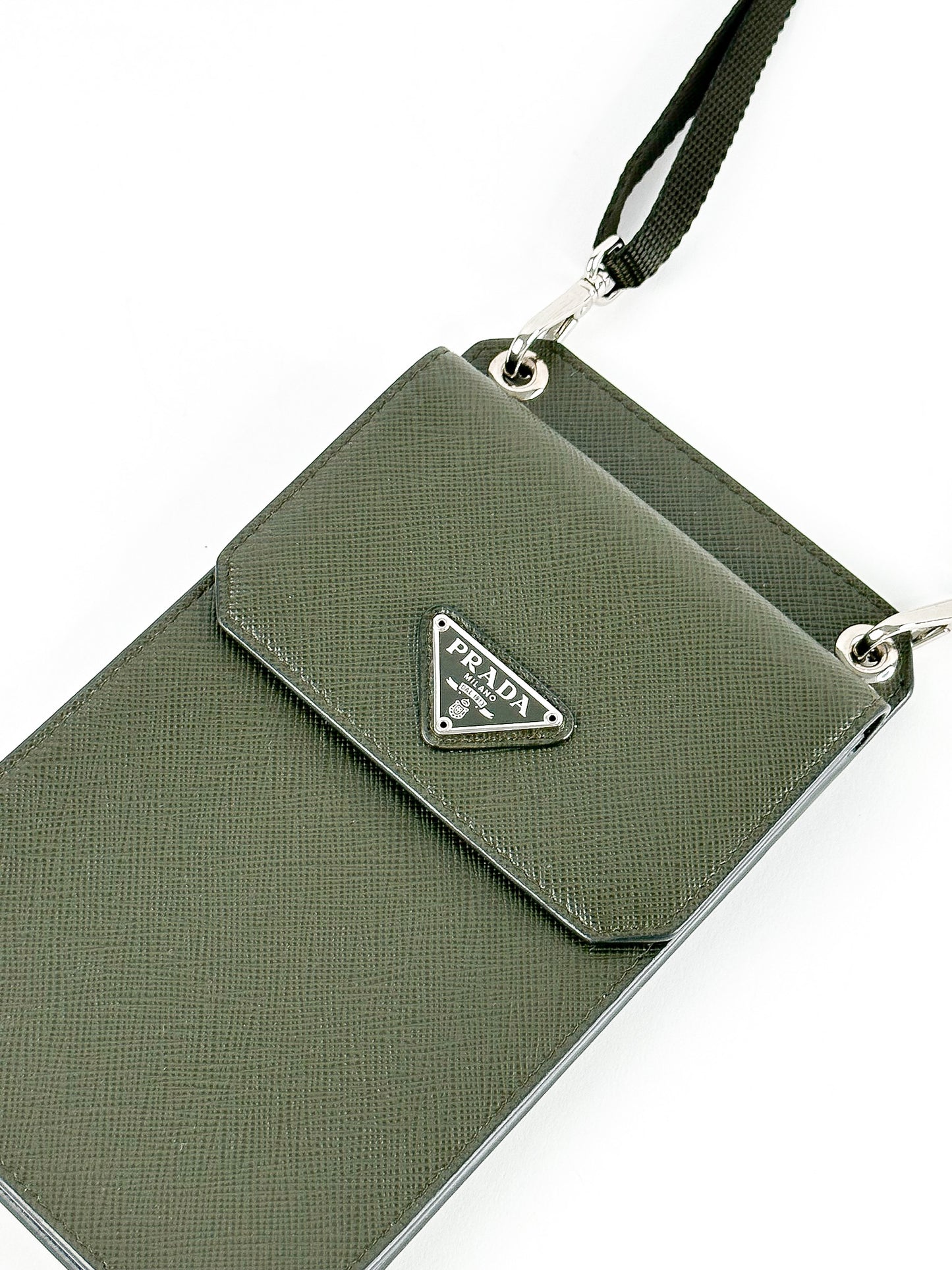 Prada Phone Holder Crossbody Bag Saffiano Leather