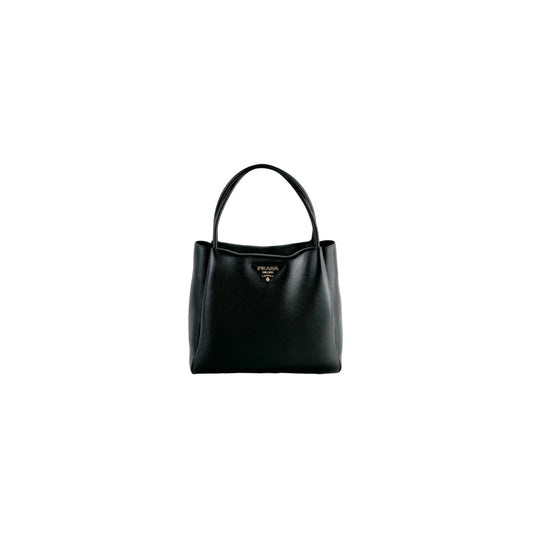 Prada Black Vitello Daino Soft Leather Large Zip Shopper Tote Bag