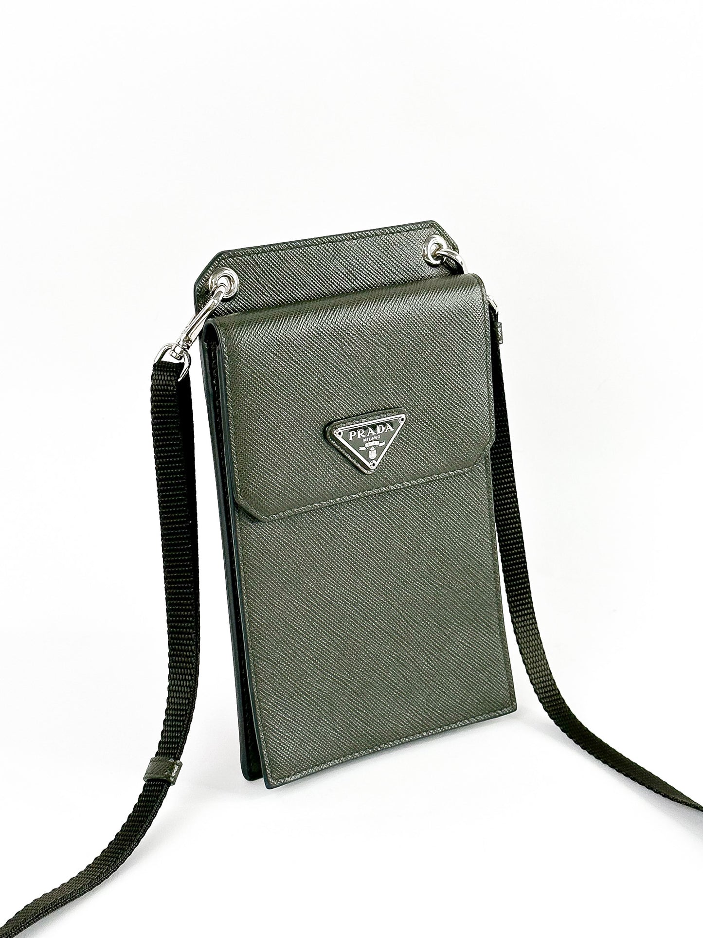 Prada Phone Holder Crossbody Bag Saffiano Leather