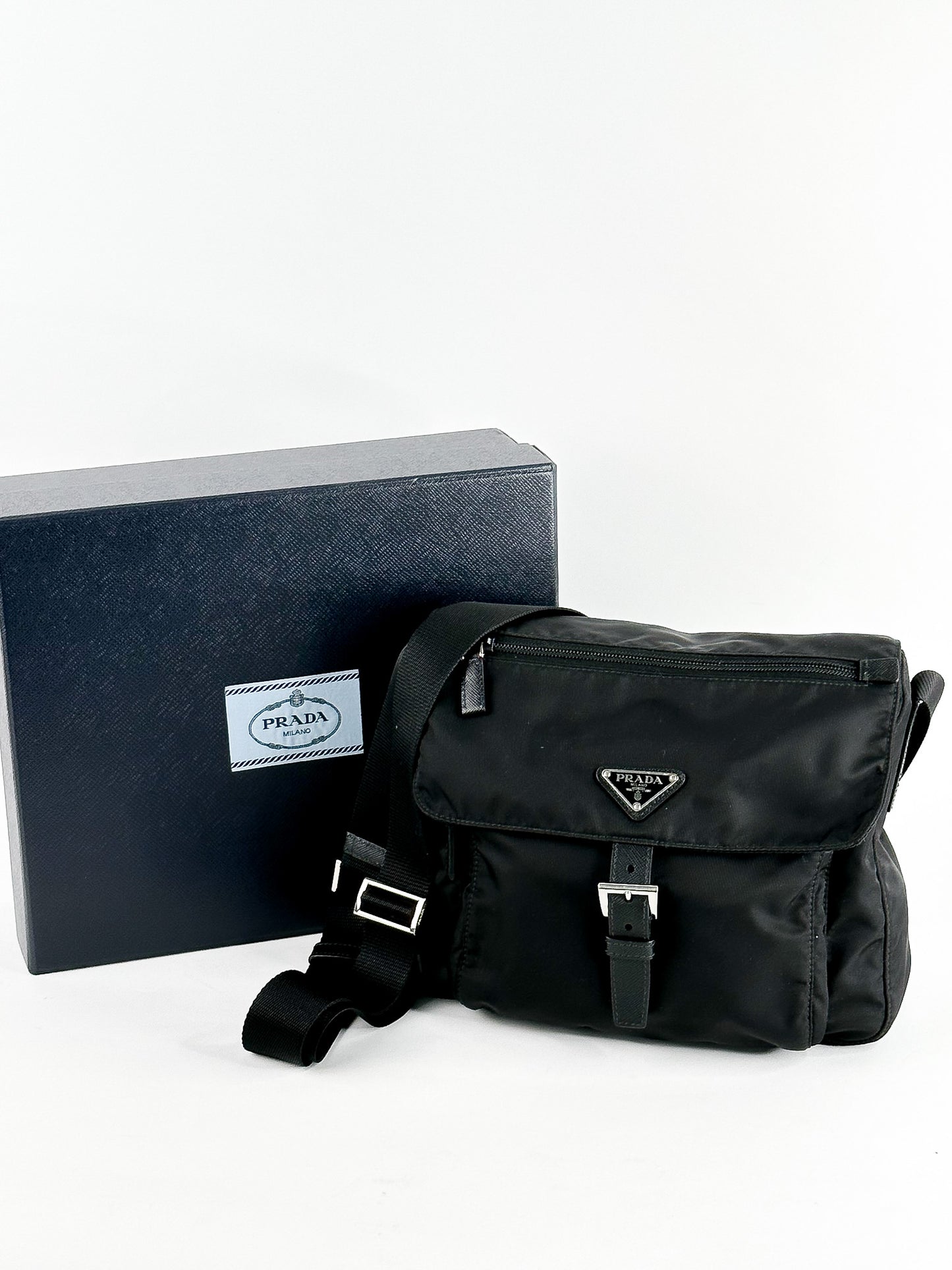 Prada Black Tessuto Messenger Bag