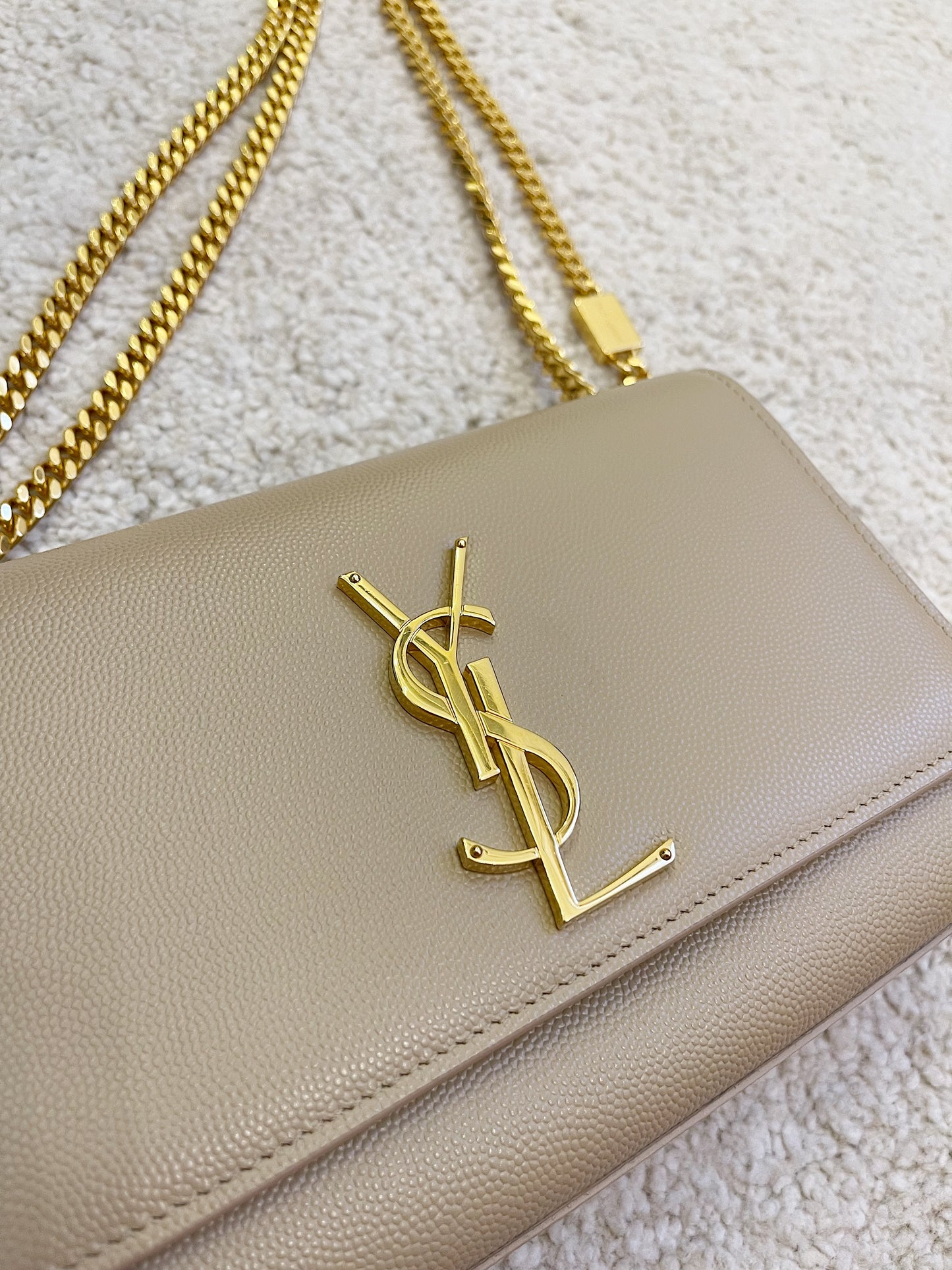 YSL Kate Small Chain Bag in Grain De Poudre Embossed Leather
