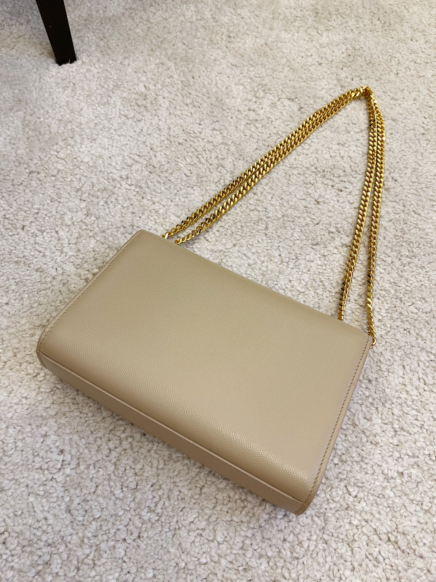 YSL Kate Small Chain Bag in Grain De Poudre Embossed Leather