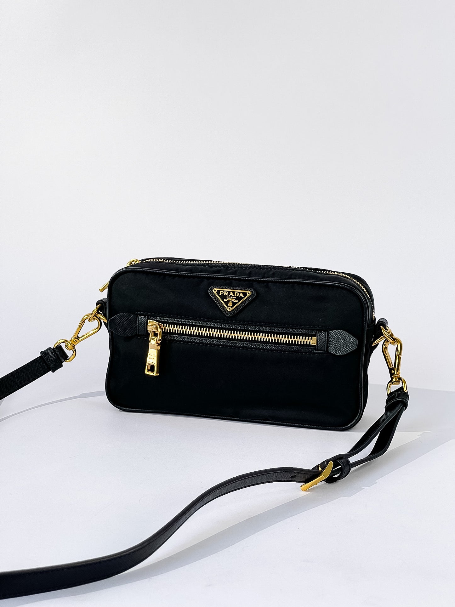 Prada Tessuto Nylon Saffiano Crossbody Bag