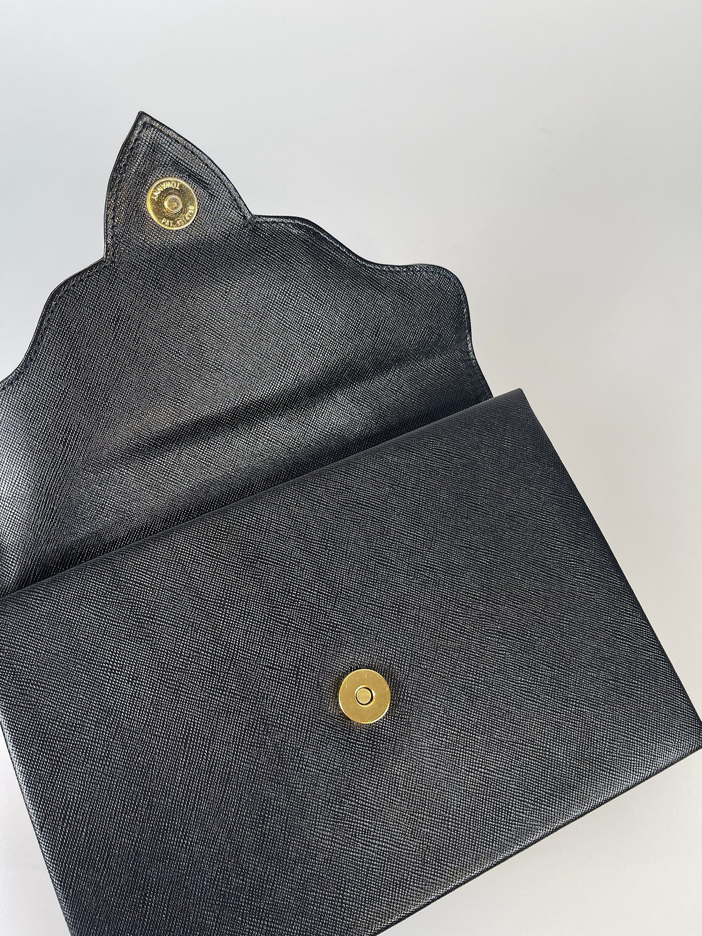 Yves Saint Laurent Black Saffiano Flap Clutch Bag
