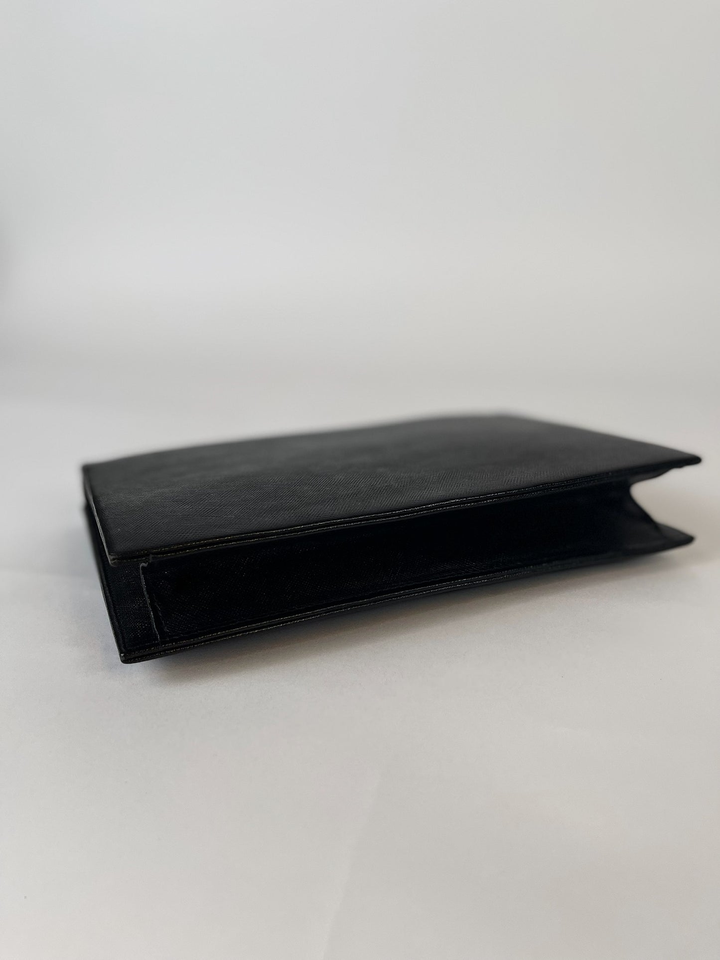Yves Saint Laurent Black Saffiano Flap Clutch Bag
