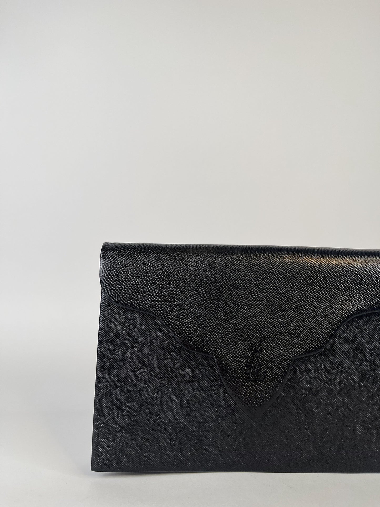 Yves Saint Laurent Black Saffiano Flap Clutch Bag