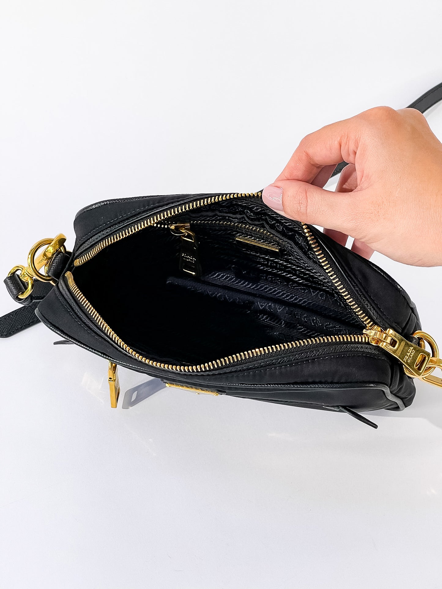 Prada Tessuto Nylon Saffiano Crossbody Bag