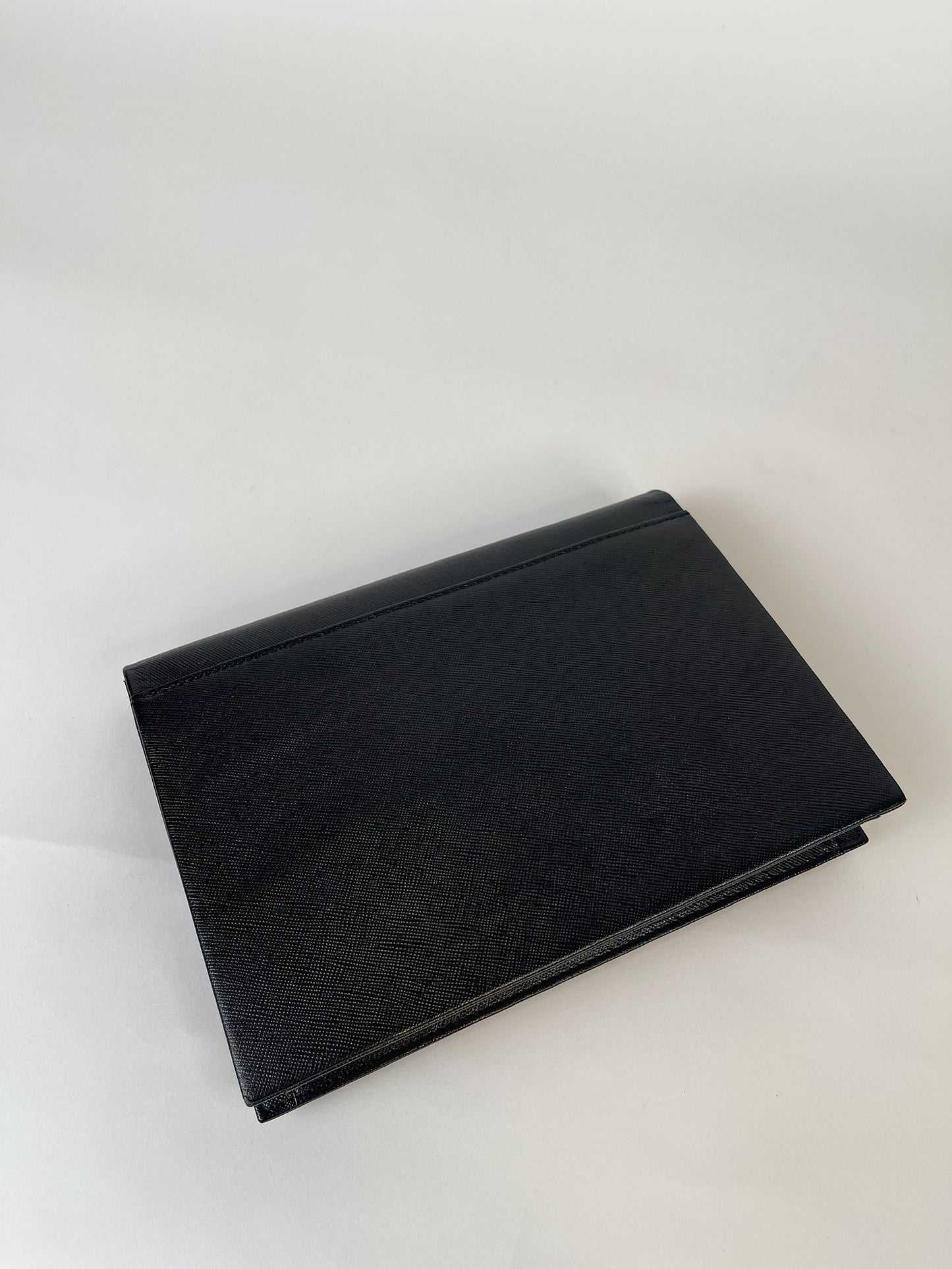 Yves Saint Laurent Black Saffiano Flap Clutch Bag