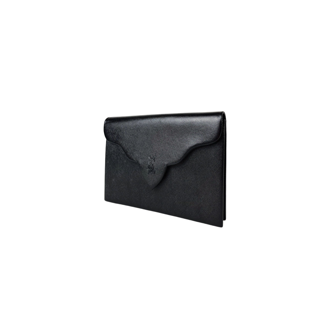 Yves Saint Laurent Black Saffiano Flap Clutch Bag