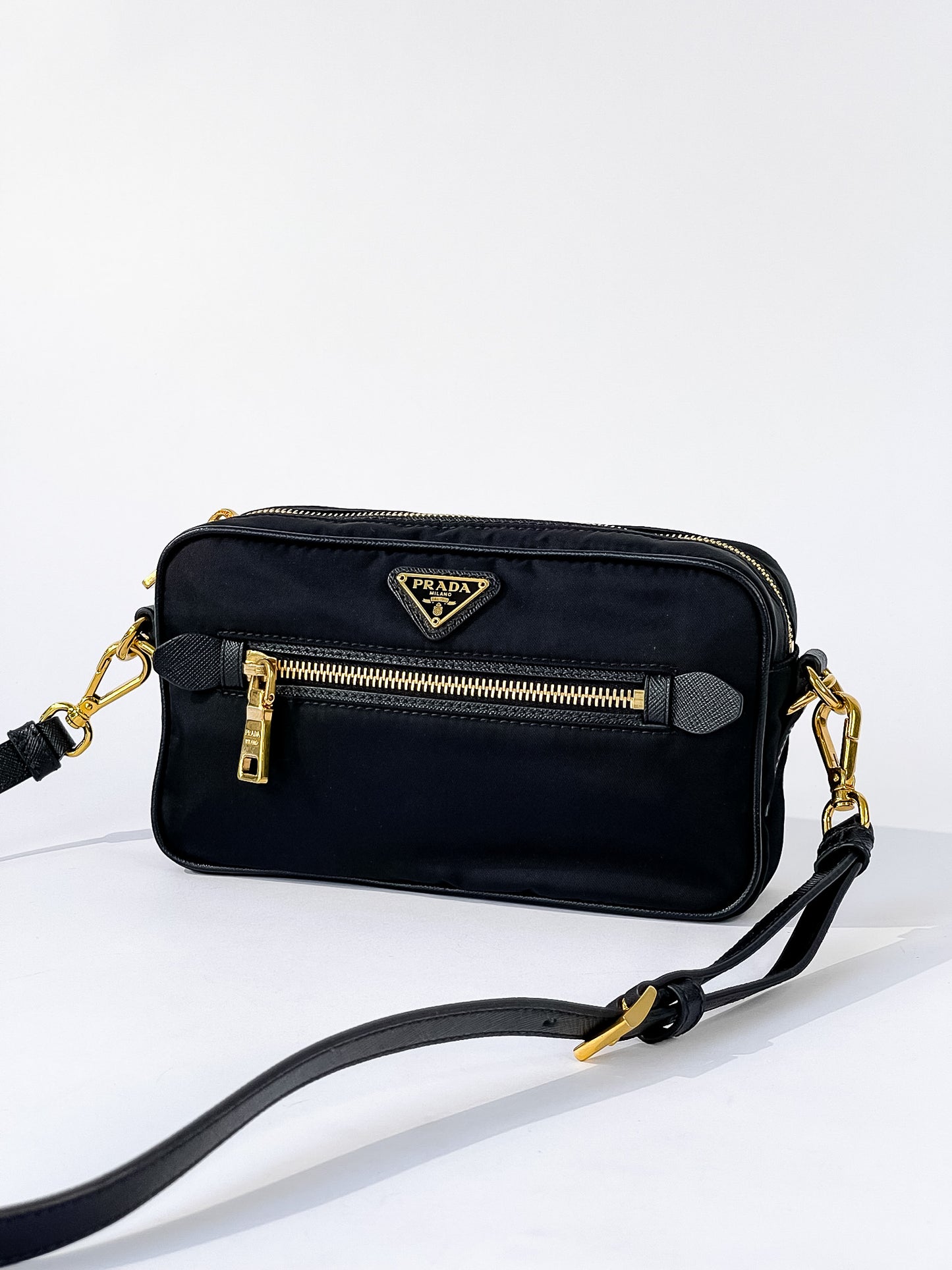 Prada Tessuto Nylon Saffiano Crossbody Bag
